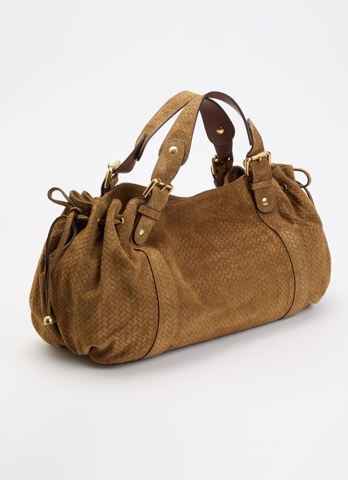 Gerard Darel 24H handtas van suède - achterkant 2 cognac