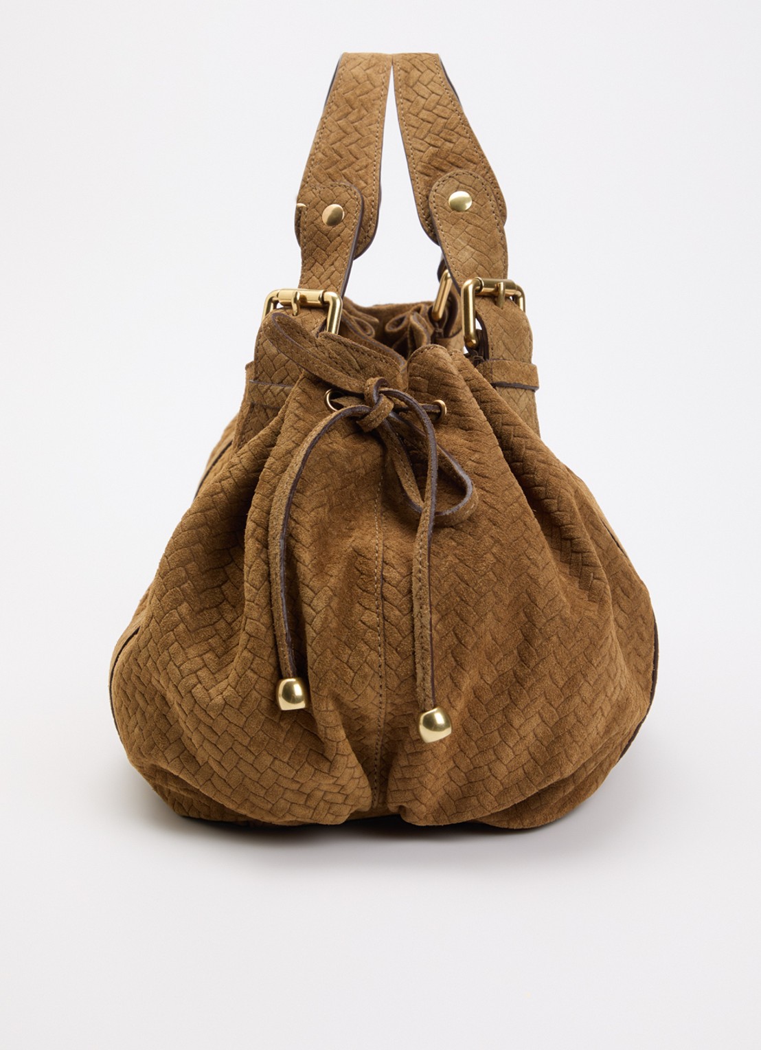 Gerard Darel 24H handtas van suède - detail 4 cognac