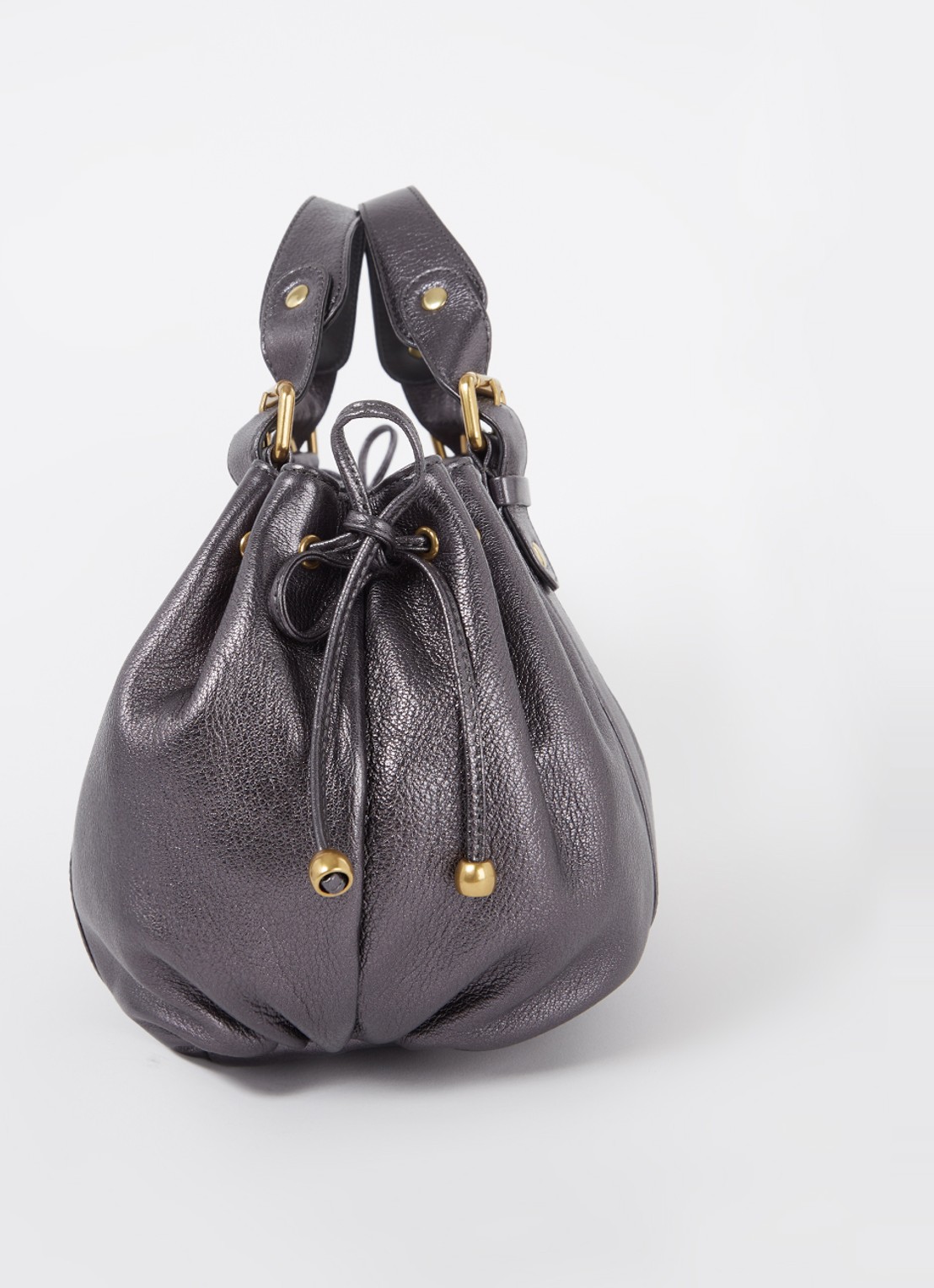 Gerard Darel 24H schoudertas van leer met metallic finish - detail 4 antraciet