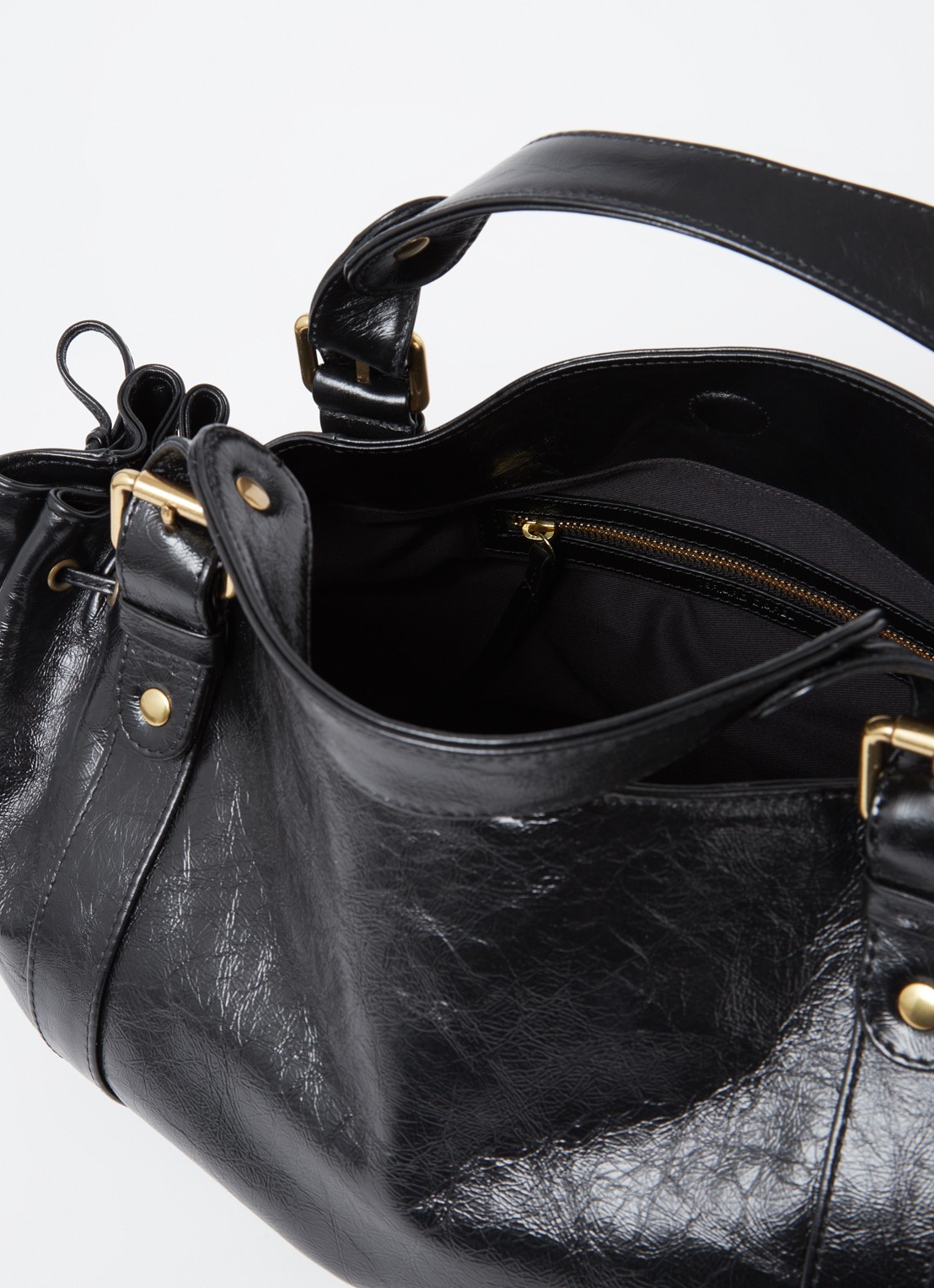 Gerard Darel 24H schoudertas van leer - detail 2 zwart