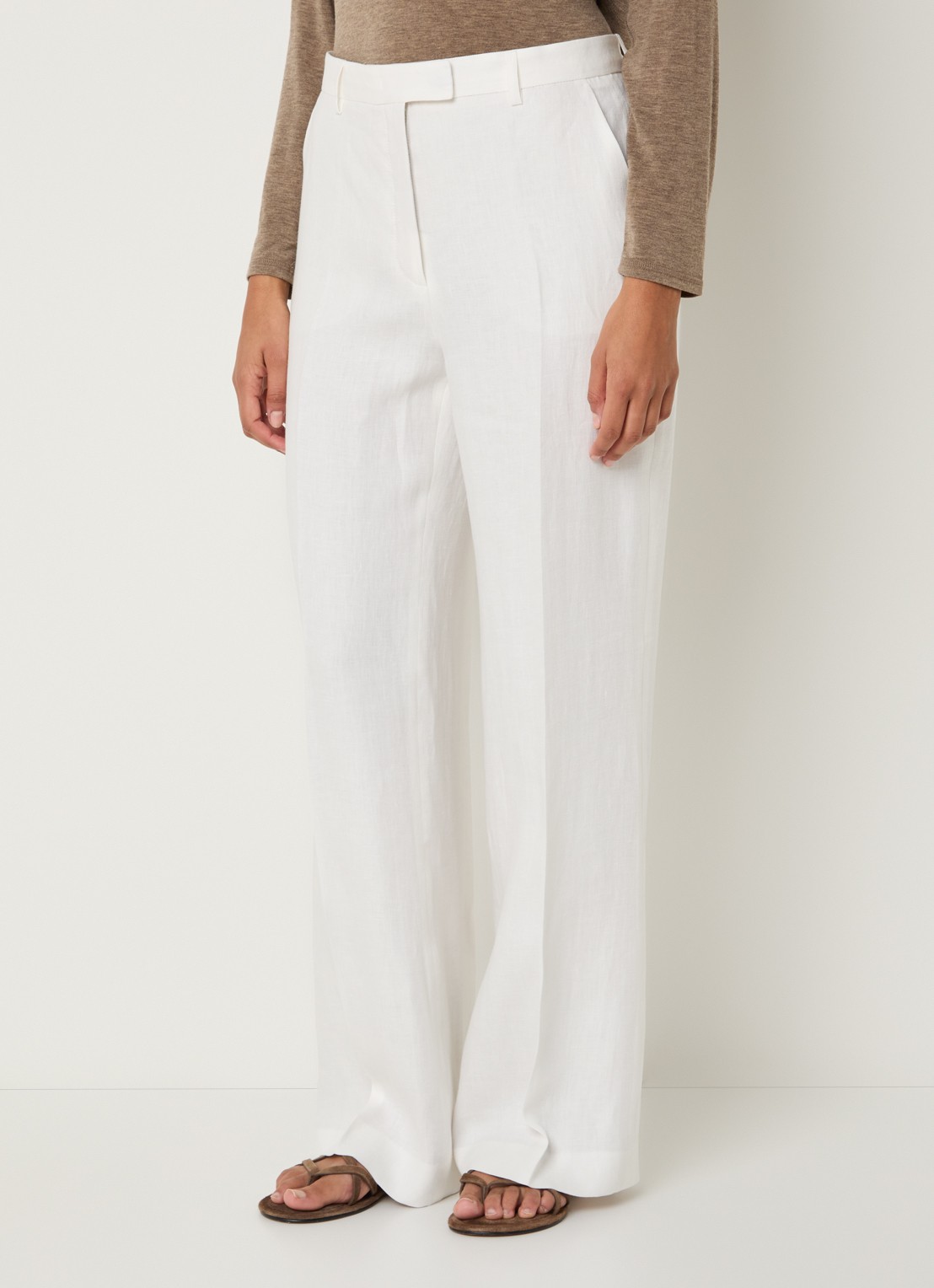 Gerard Darel Abelle high waist loose fit broek van linnen - detail 4 gebroken wit