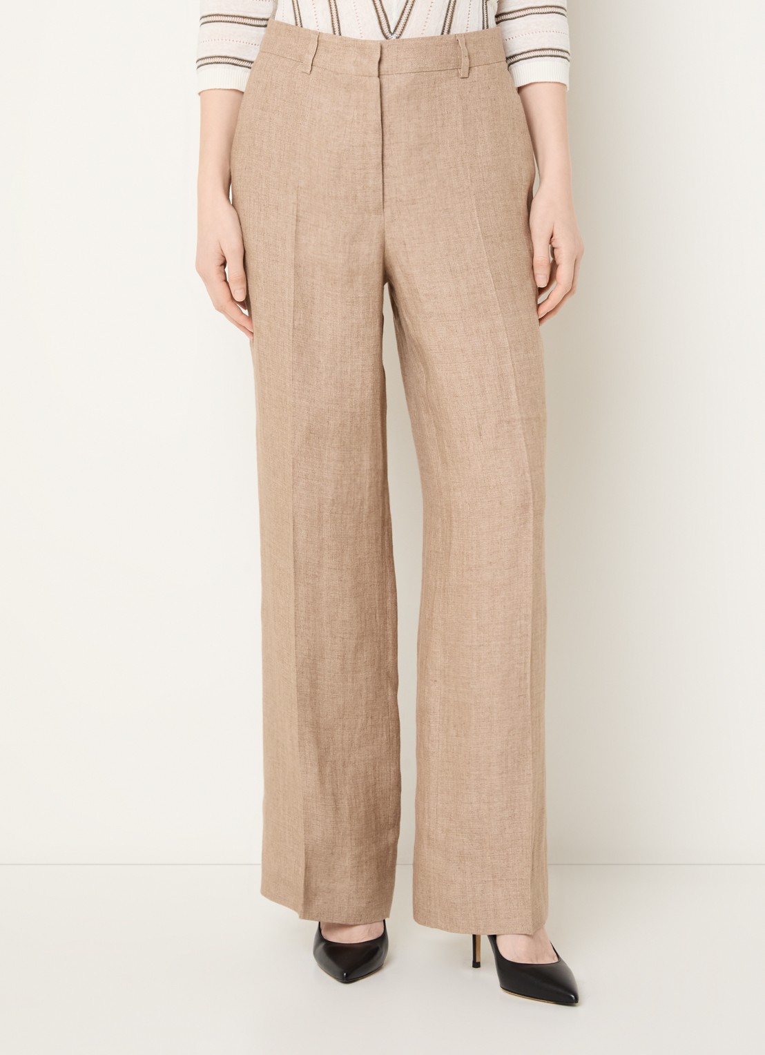 Gerard Darel Abigail high waist straight fit pantalon van linnen met steekzakken - detail 5 donkerbeige