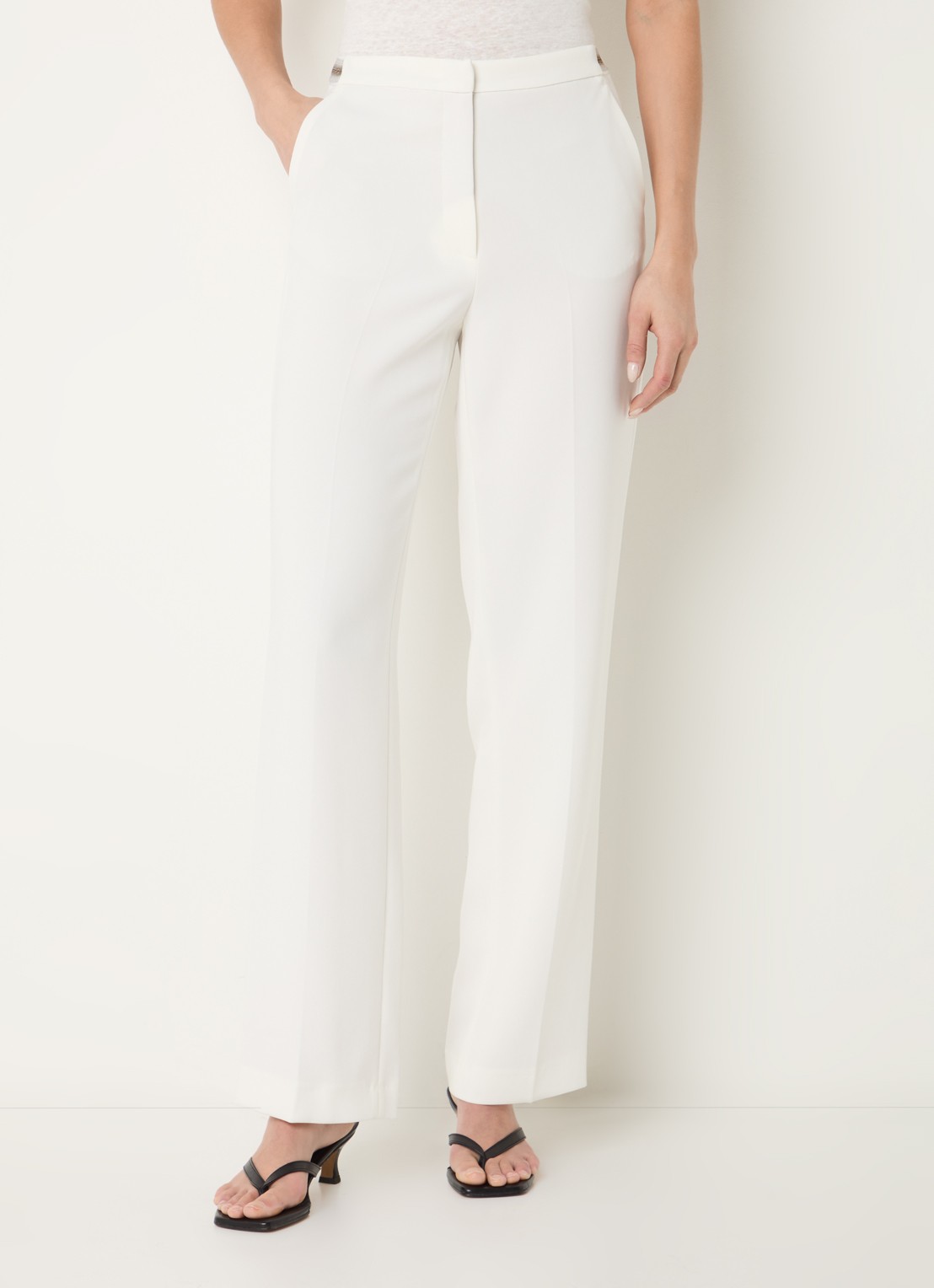 Gerard Darel Aelia mid waist straight fit broek met steekzakken - detail 3 creme