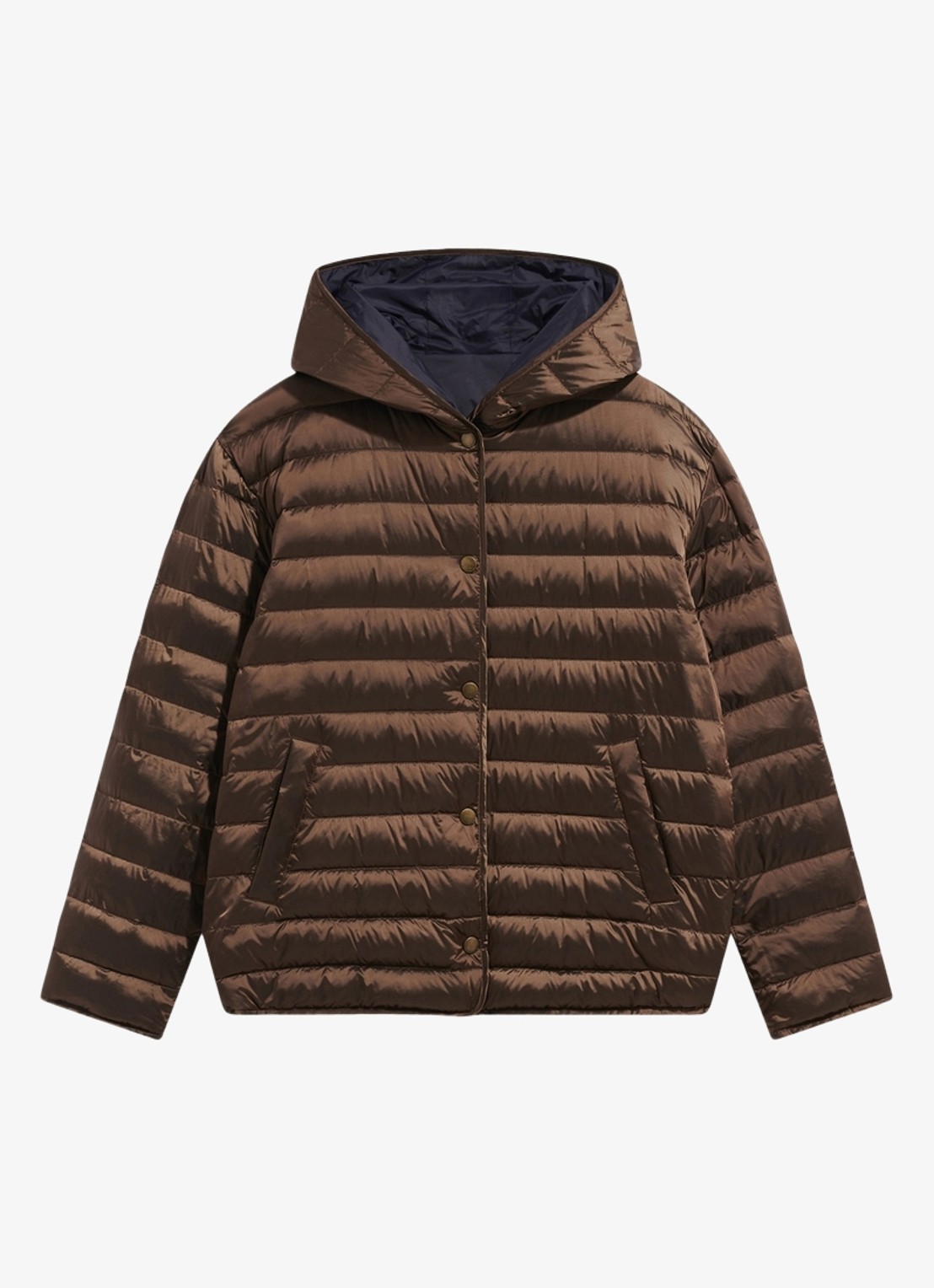 Gerard Darel Afra reversible gewatteerd jack met capuchon - voorkant bruin