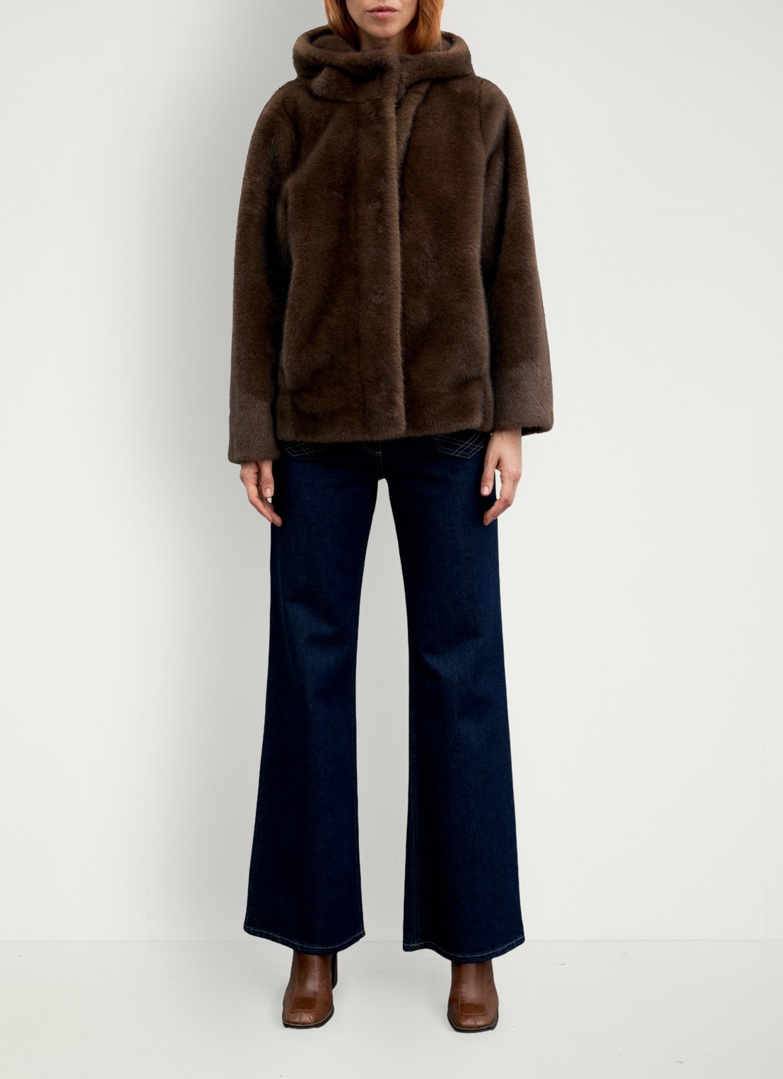 Gerard Darel Agate jas van imitatiebont - voorkant 2 naturel