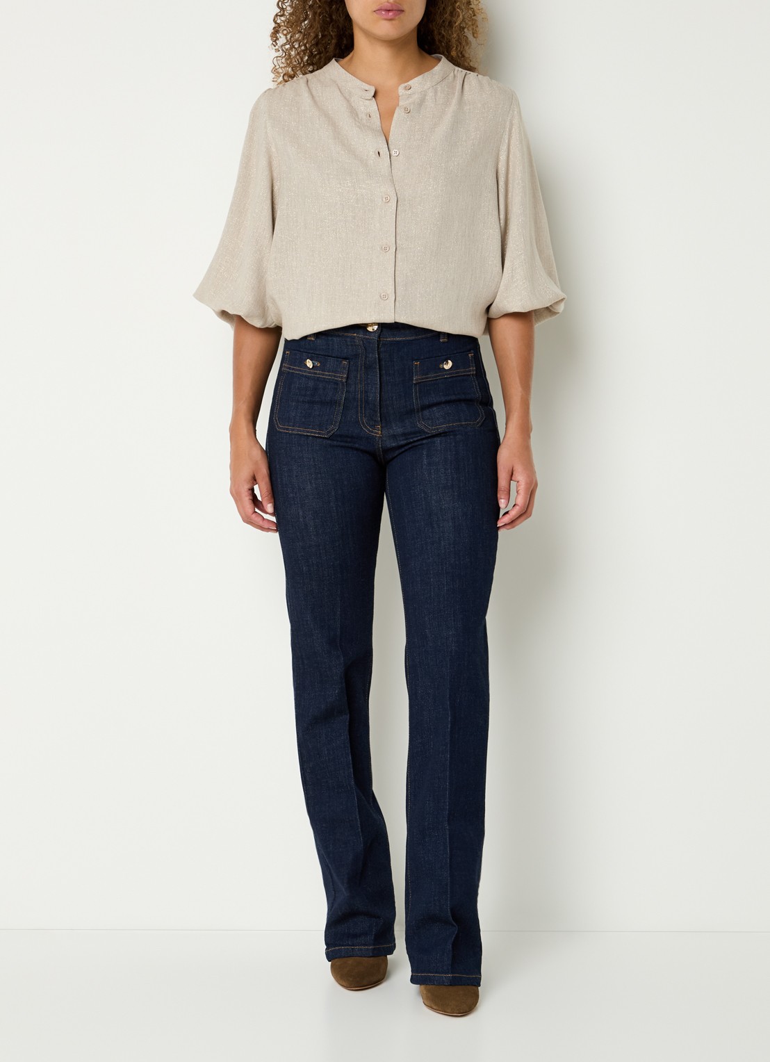 Gerard Darel Alana blouse met lurex - voorkant 2 beige