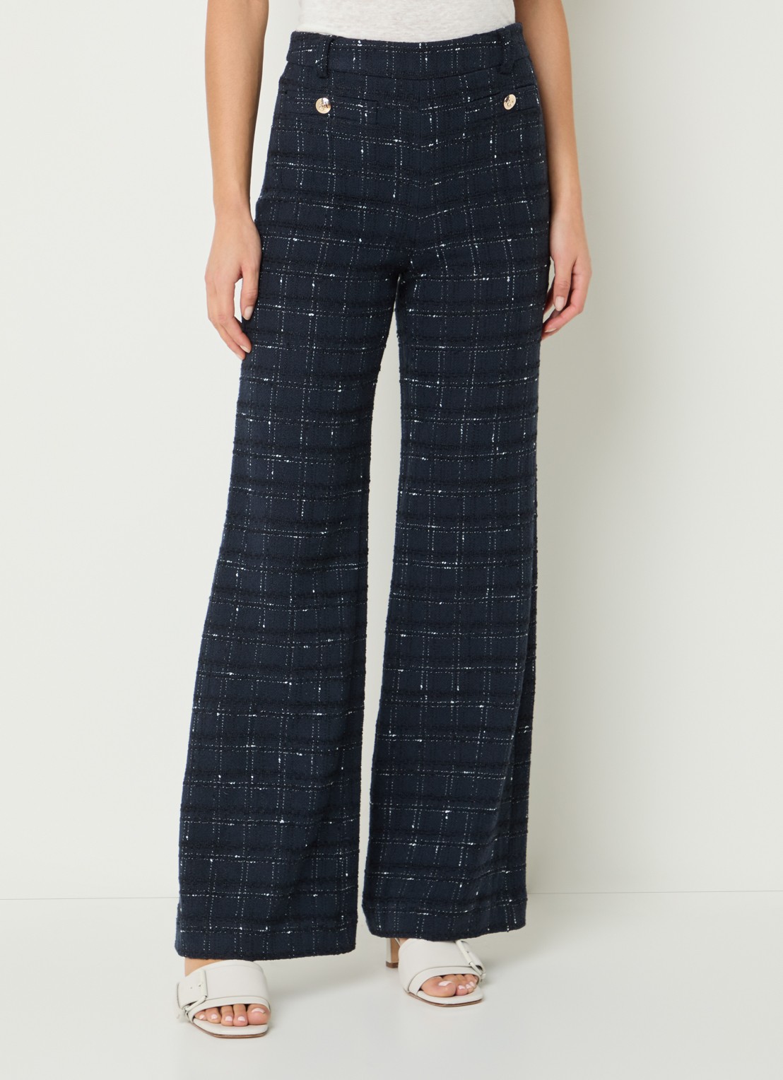 Gerard Darel Aleyna high waist flared fit pantalon met steekzakken - detail donkerblauw