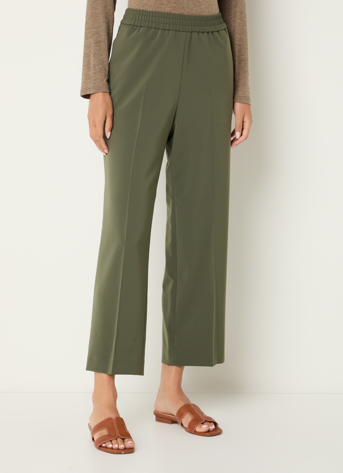 Gerard Darel Aliette high waist straight fit cropped pantalon met steekzakken - detail 4 mosgroen