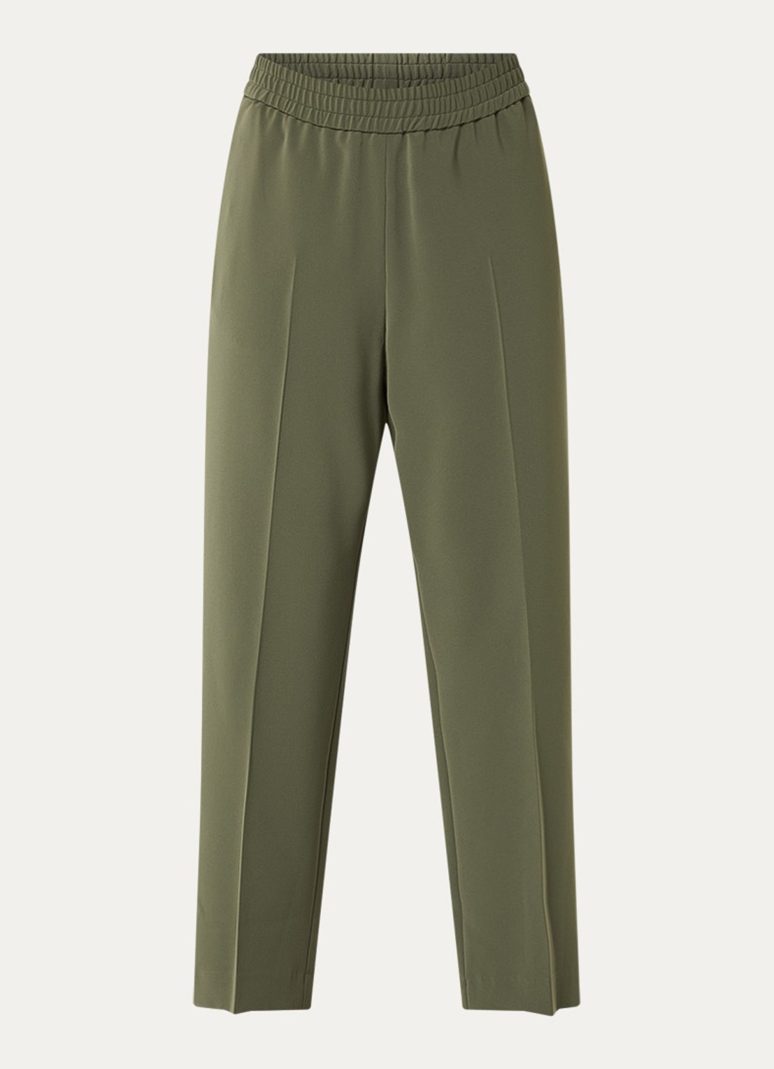 Gerard Darel Aliette high waist straight fit cropped pantalon met steekzakken - voorkant mosgroen