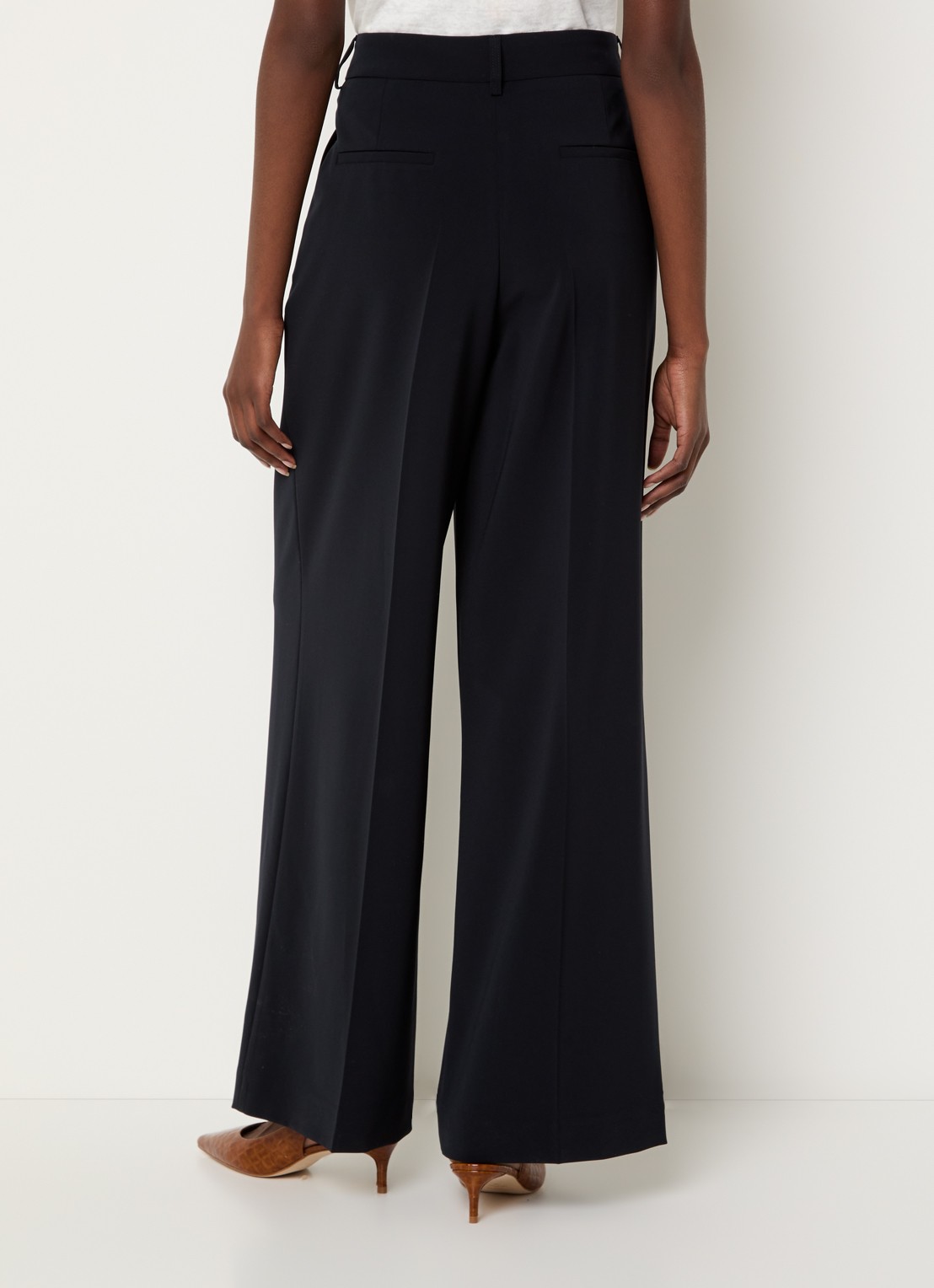 Gerard Darel Alissia high waist wide fit pantalon met steekzakken - achterkant 4 donkerblauw