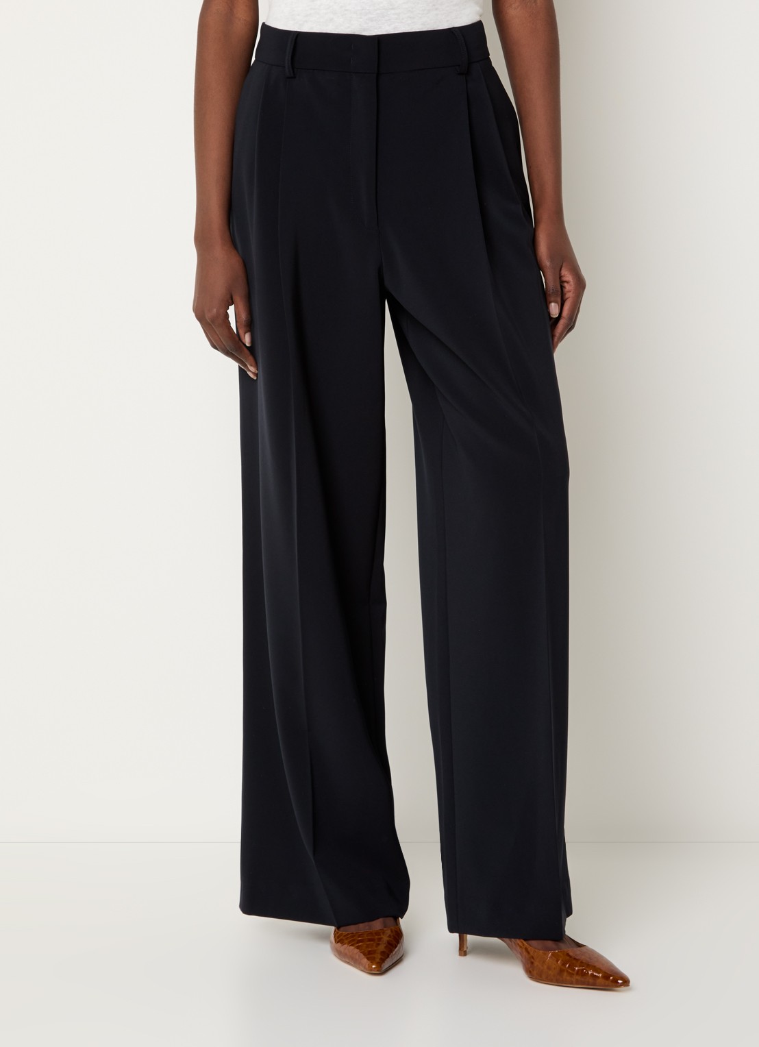 Gerard Darel Alissia high waist wide fit pantalon met steekzakken - detail 3 donkerblauw