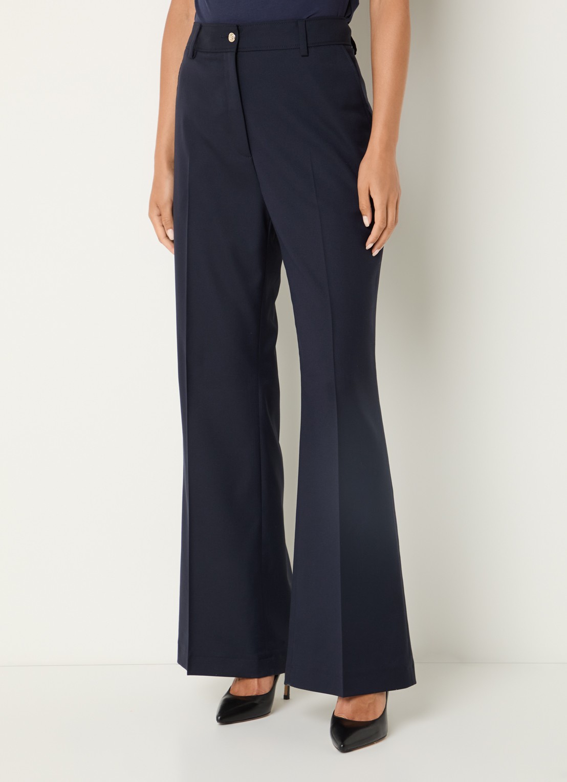 Gerard Darel Aliyah high waist straight fit pantalon met steekzakken - detail 4 donkerblauw