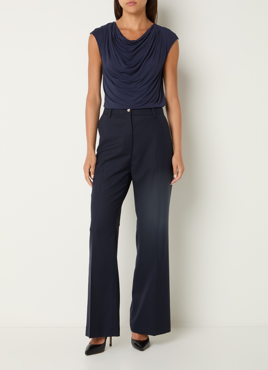 Gerard Darel Aliyah high waist straight fit pantalon met steekzakken - voorkant 3 donkerblauw