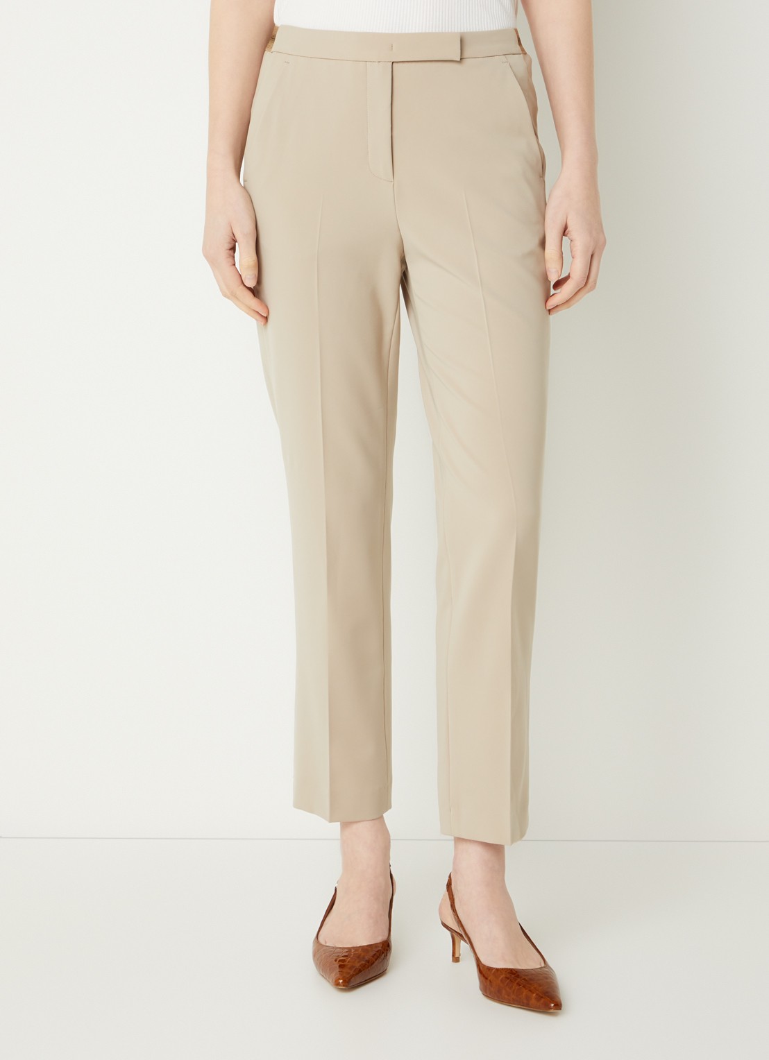 Gerard Darel Alya high waist slim fit cropped chino met steekzakken - detail 3 beige