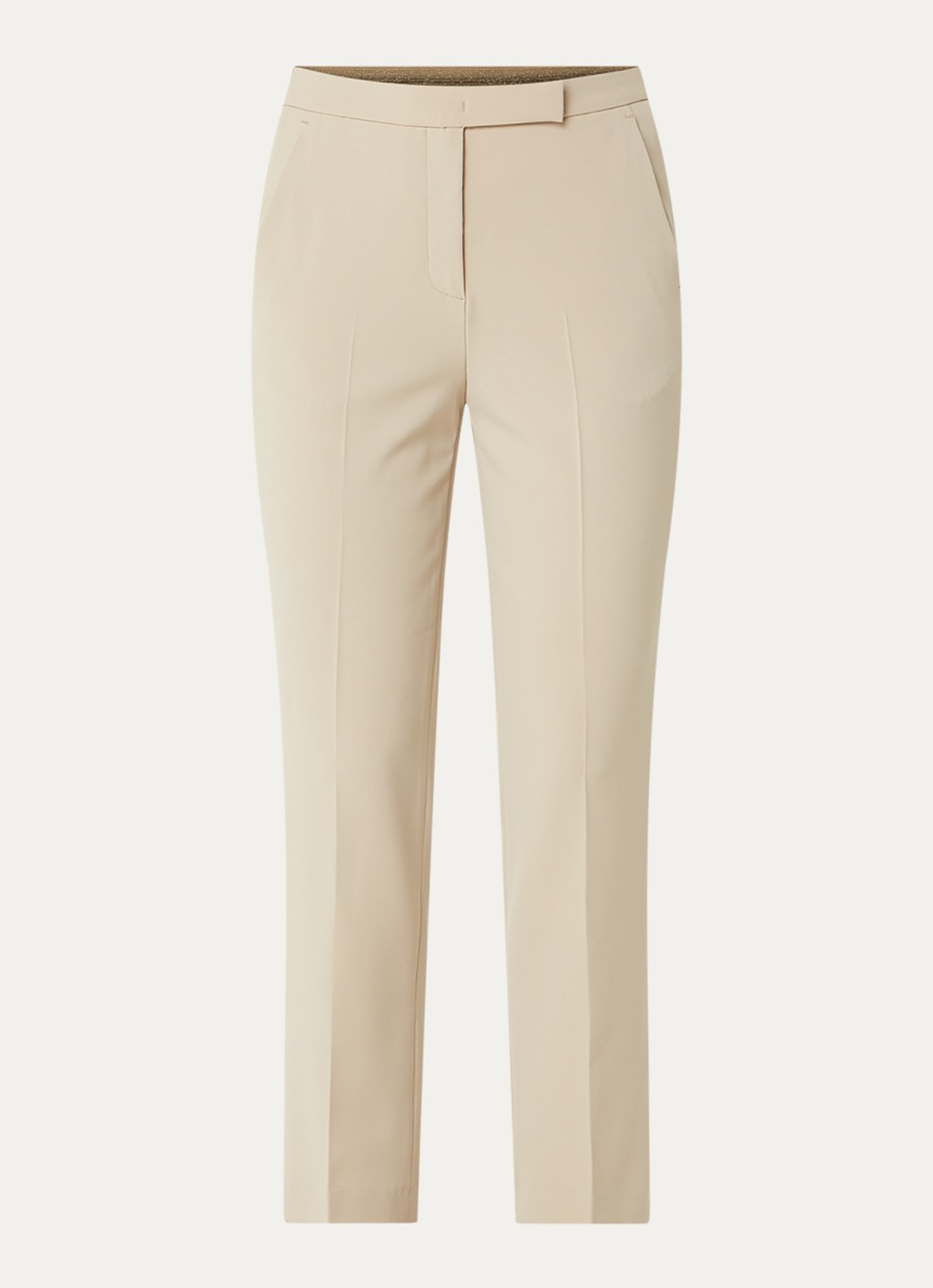 Gerard Darel Alya high waist slim fit cropped chino met steekzakken - voorkant beige