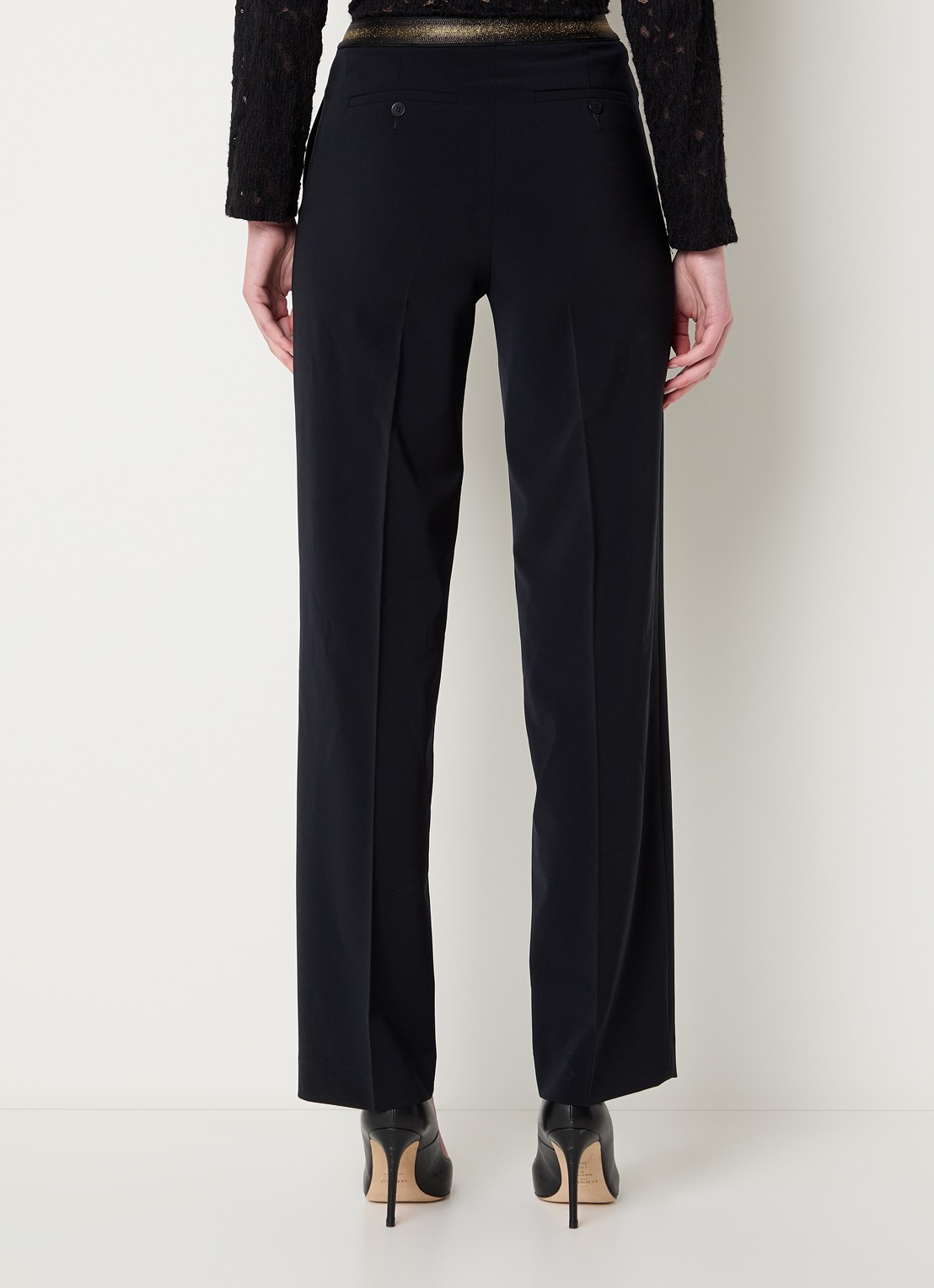 Gerard Darel Alycia high waist straight fit pantalon met steekzakken - achterkant donkerblauw