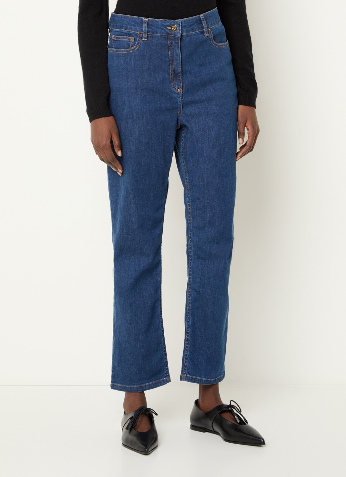 Gerard Darel Amandyne high waist straight leg jeans met medium wassing - detail 4 indigo