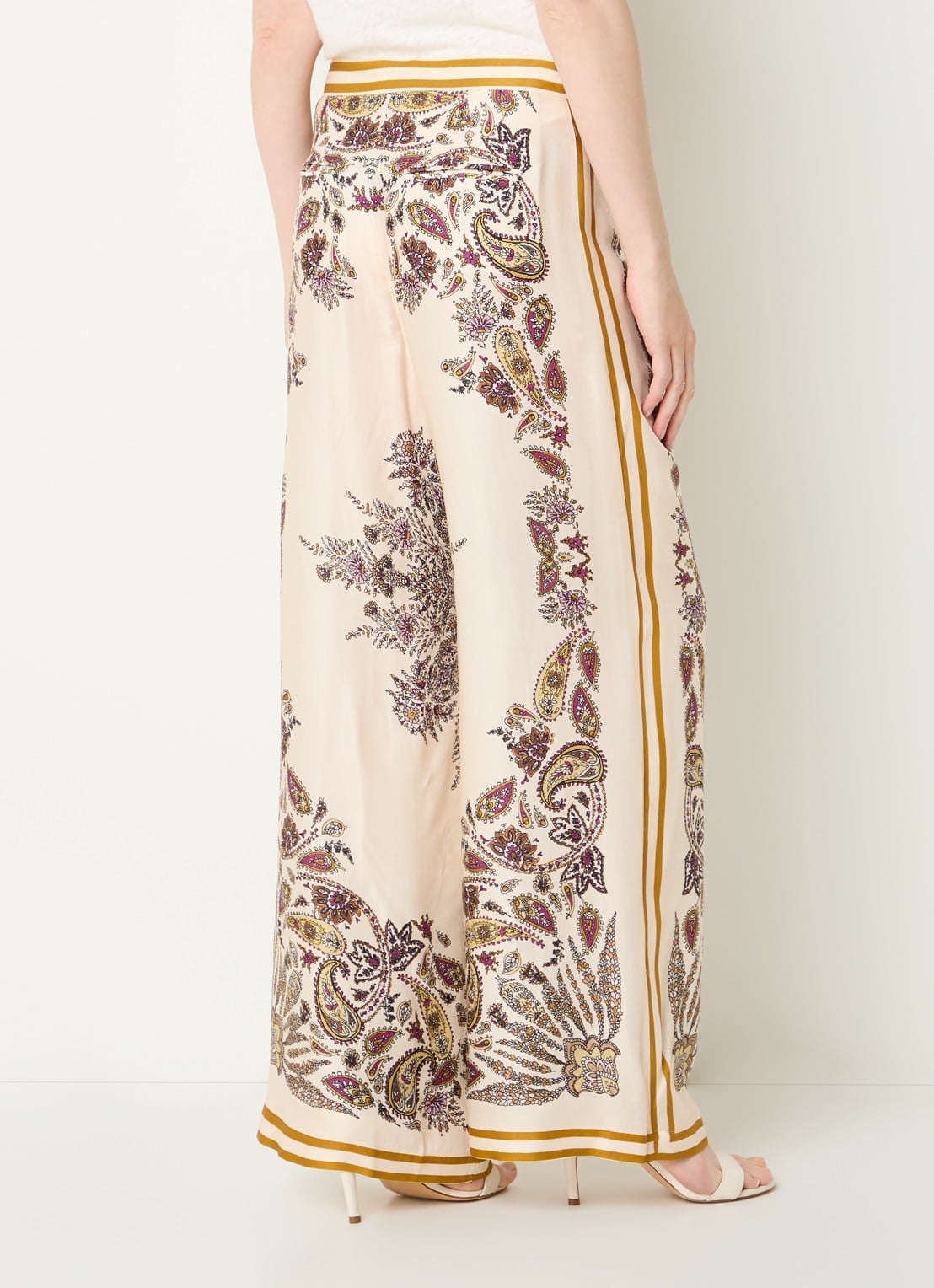 Gerard Darel Amanya high waist loose fit broek met print - achterkant beige