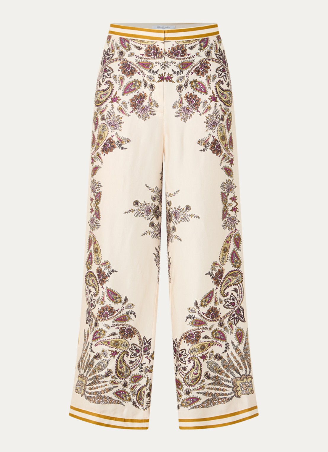 Gerard Darel Amanya high waist loose fit broek met print - voorkant 2 beige