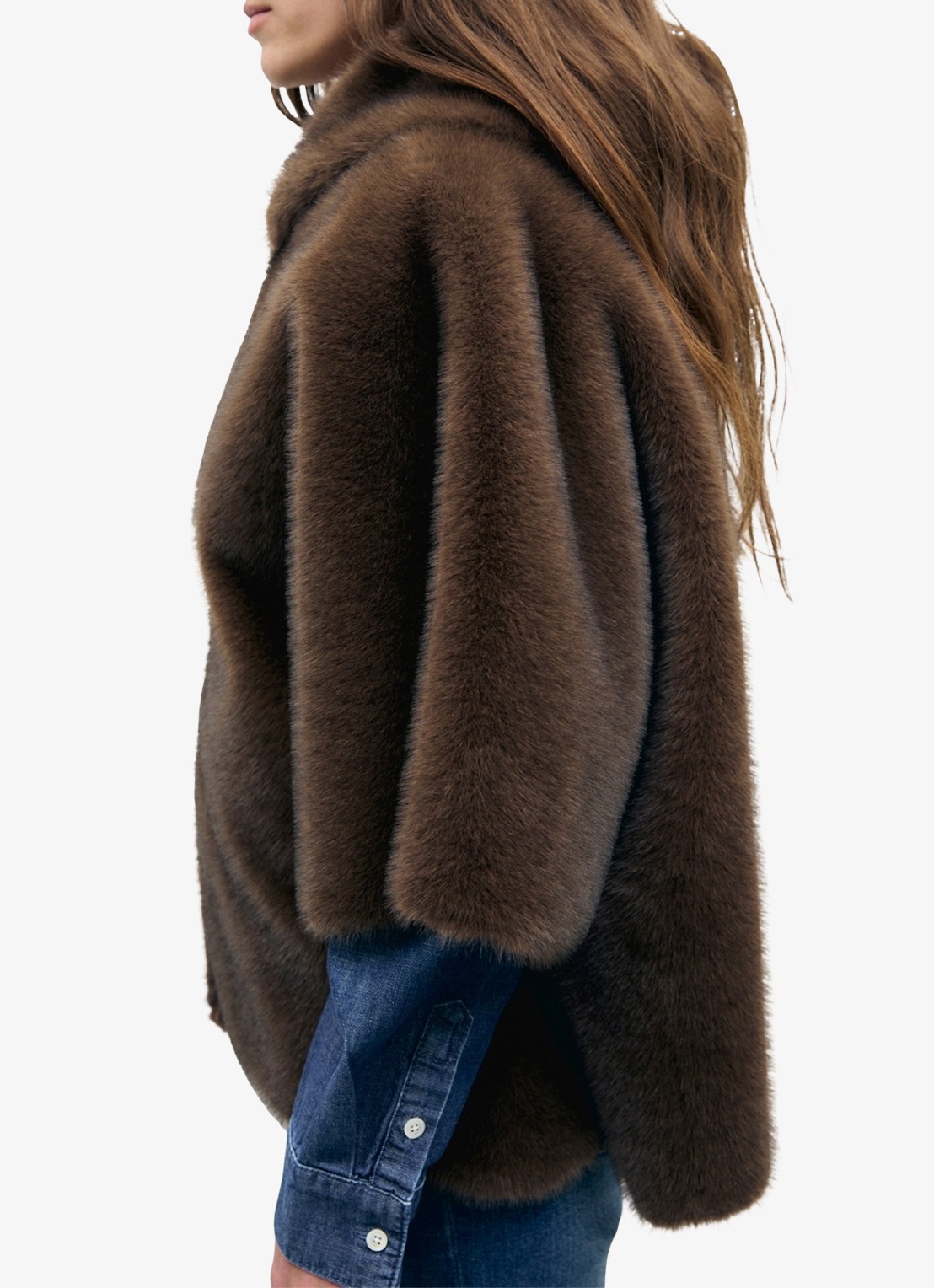 Gerard Darel Amel jas van imitatiebont  - detail 2 donkerbruin
