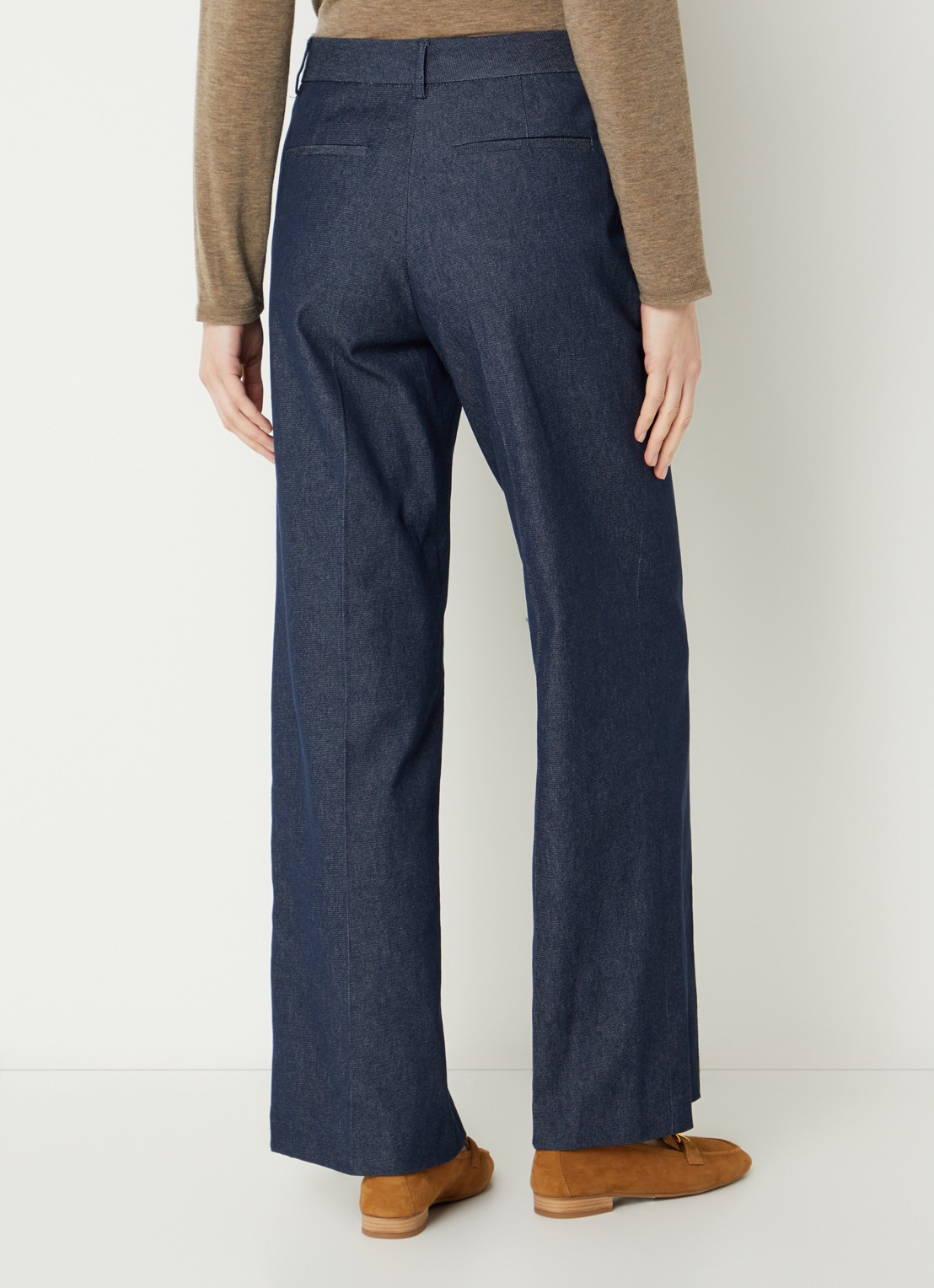 Gerard Darel Amora high waist wide fit broek van chambray - achterkant 3 indigo