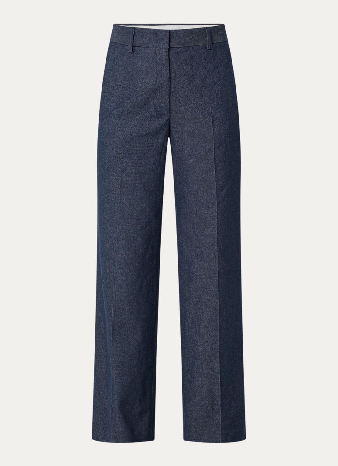 Gerard Darel Amora high waist wide fit broek van chambray - voorkant indigo