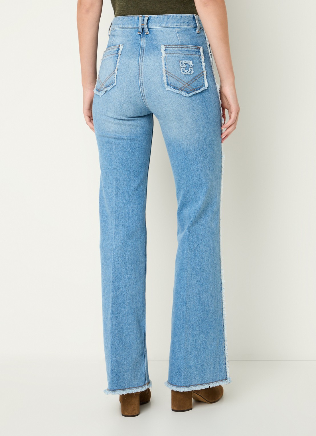 Gerard Darel Anna high waist flared jeans met lichte wassing - achterkant indigo