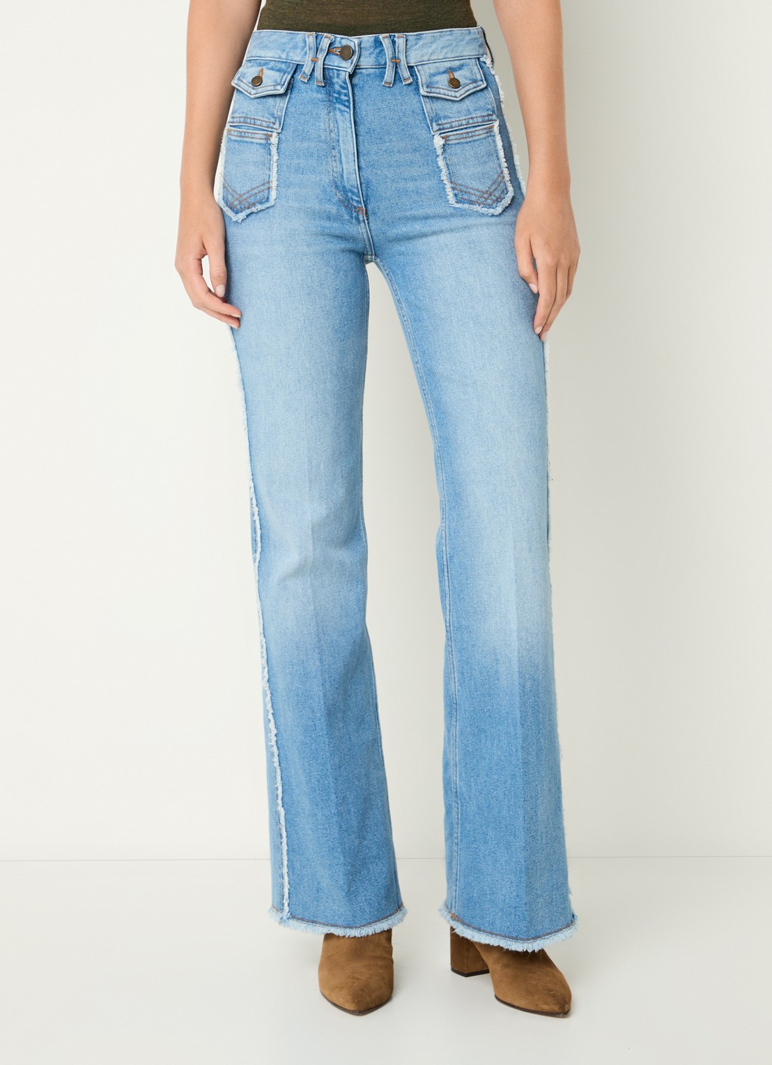 Gerard Darel Anna high waist flared jeans met lichte wassing - detail 2 indigo
