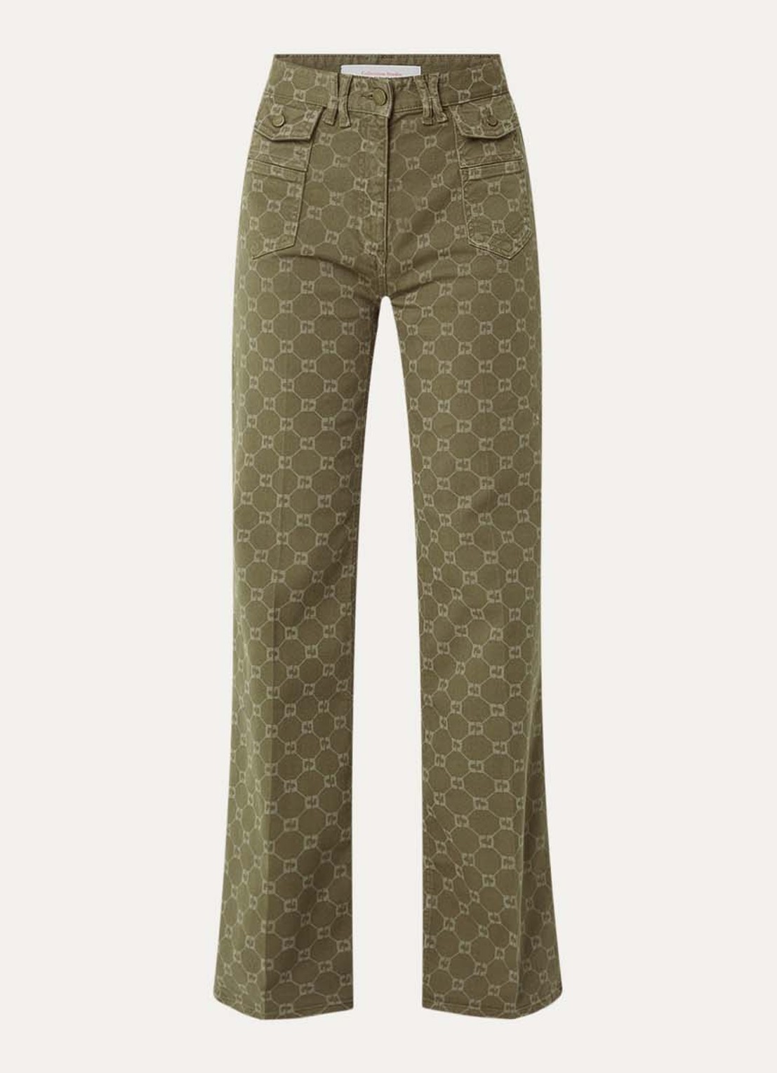 Gerard Darel Anna high waist flared jeans met logoborduring - voorkant 2 mosgroen