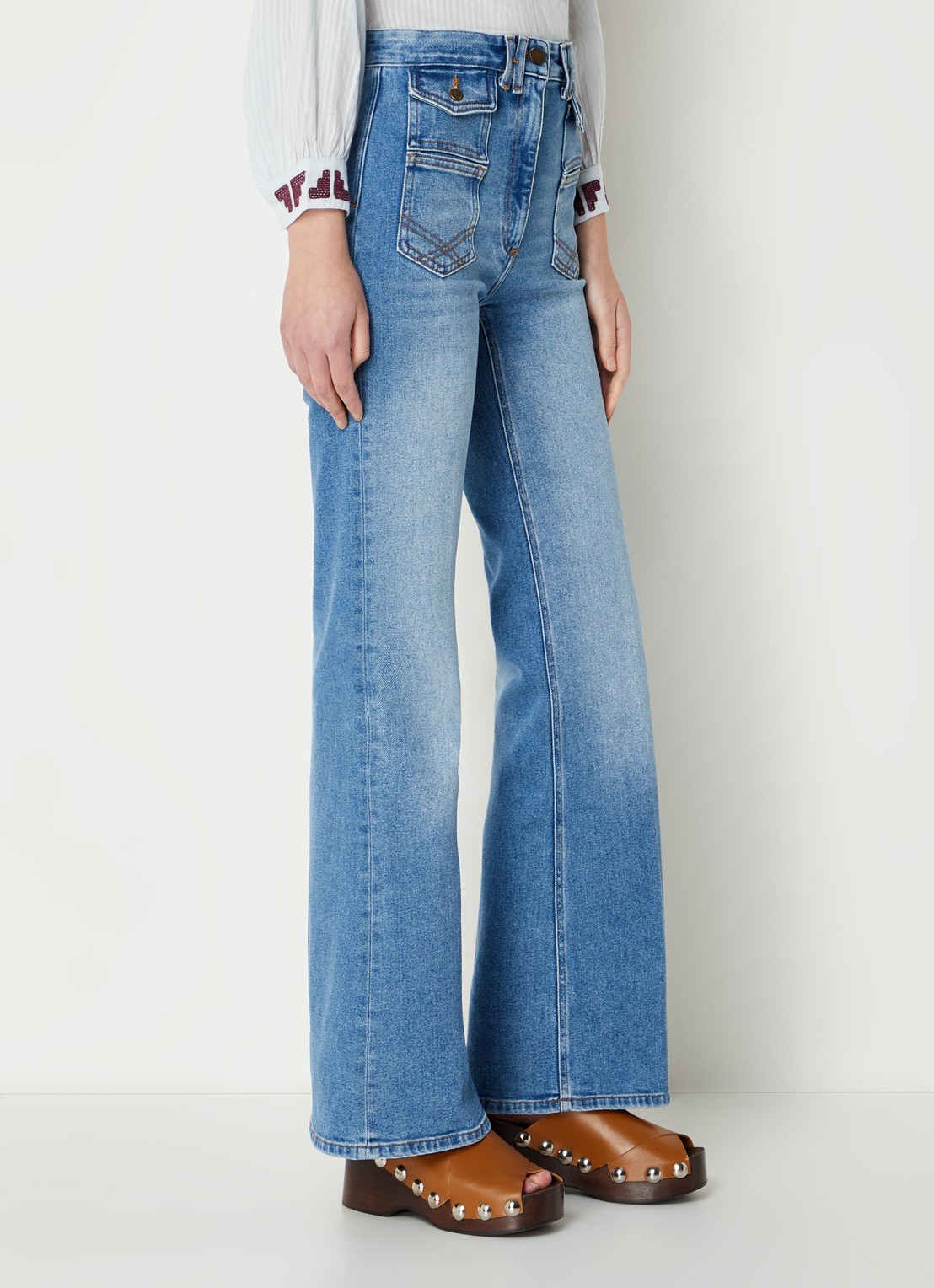Gerard Darel Anna high waist flared jeans met opgestikte zakken  - detail 4 indigo