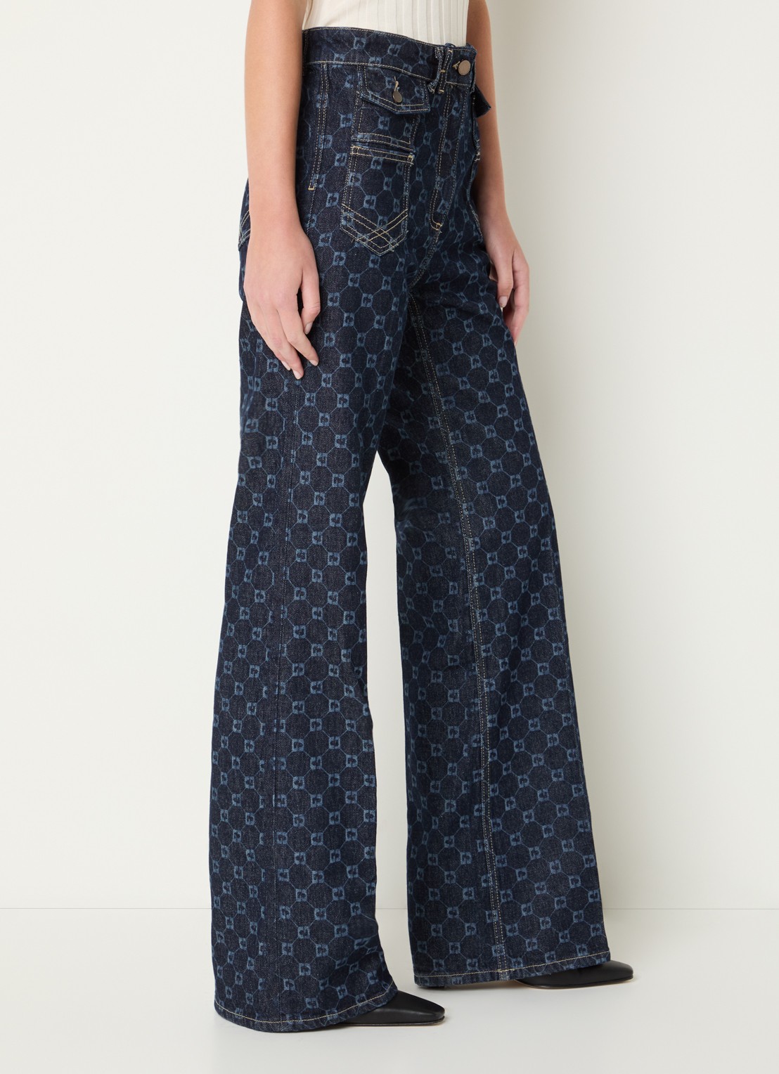 Gerard Darel Anna high waist flared jeans met print - detail 2 indigo