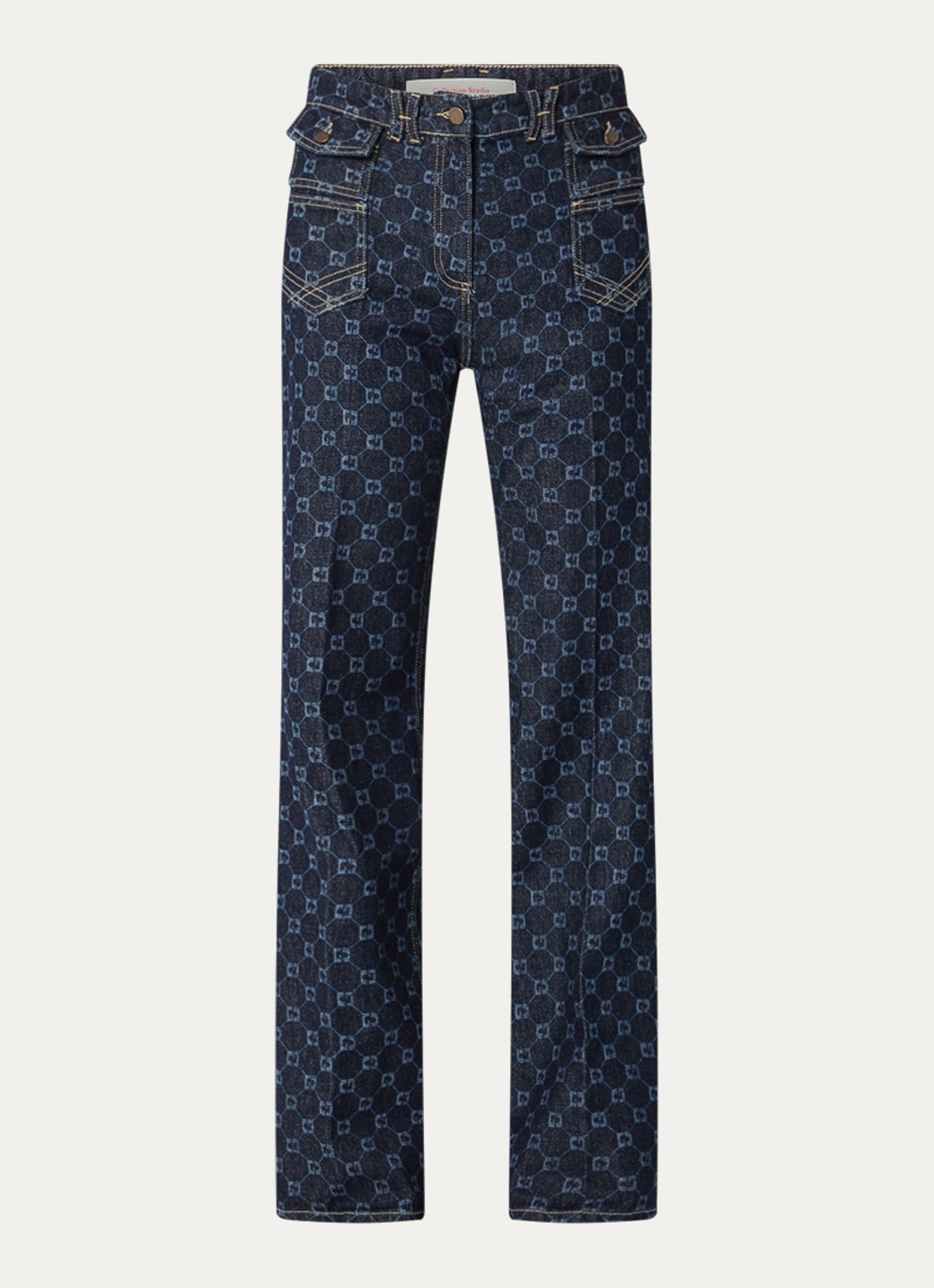 Gerard Darel Anna high waist flared jeans met print - voorkant 4 indigo
