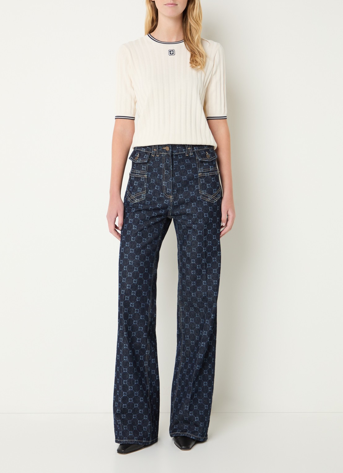 Gerard Darel Anna high waist flared jeans met print - voorkant 5 indigo