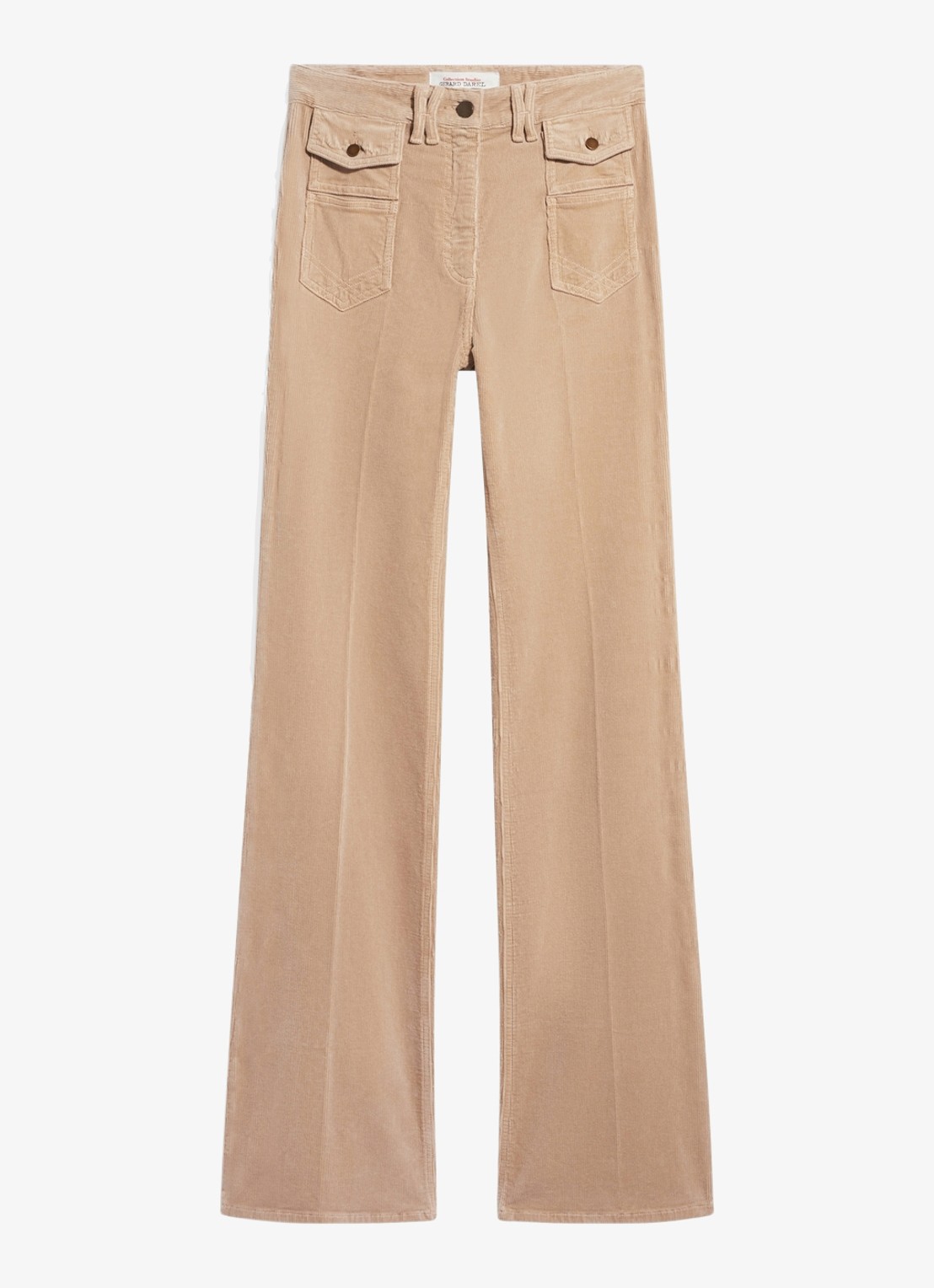 Gerard Darel Anna high waist flared jeans van corduroy - voorkant 4 beige