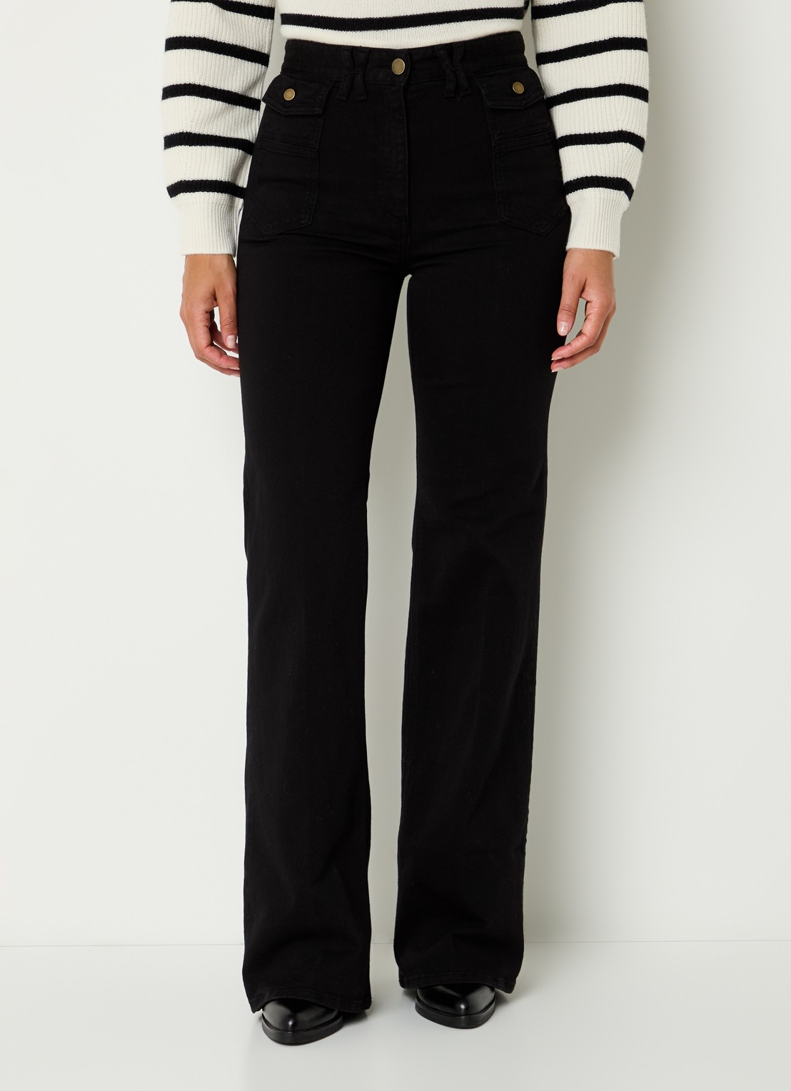 Gerard Darel Anna high waist loose fit jeans met stretch - detail zwart