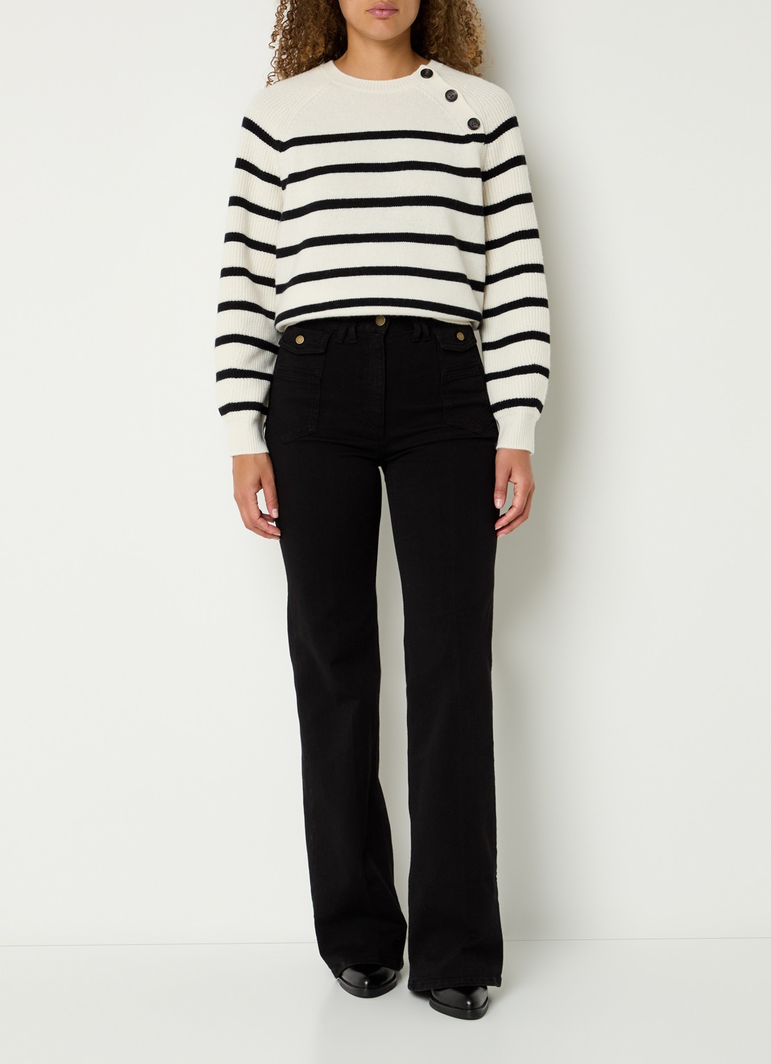 Gerard Darel Anna high waist loose fit jeans met stretch - voorkant 4 zwart