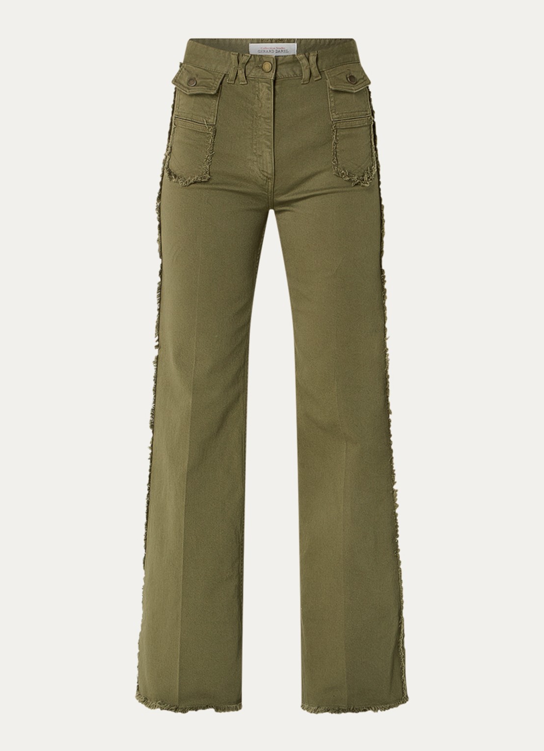 Gerard Darel ANNA high waist straight leg jeans met gekleurde wassing - voorkant 3 legergroen