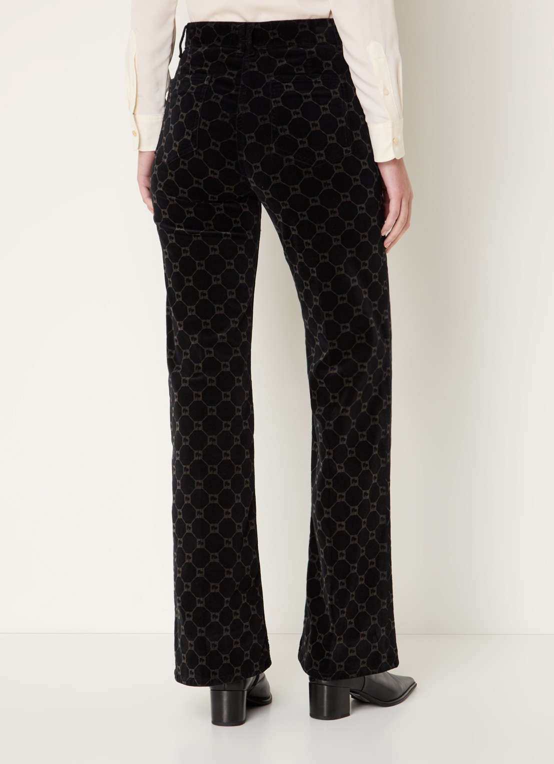 Gerard Darel Anna high waisted loose fit jeans met logoprint  - achterkant 5 zwart