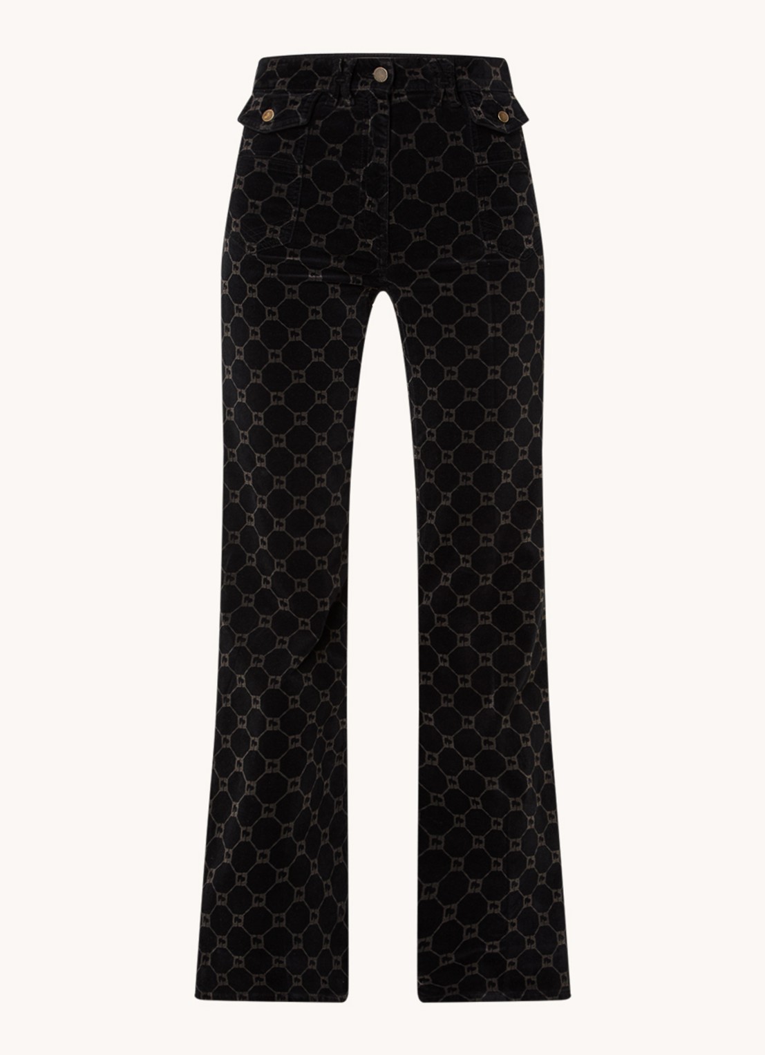 Gerard Darel Anna high waisted loose fit jeans met logoprint  - voorkant zwart