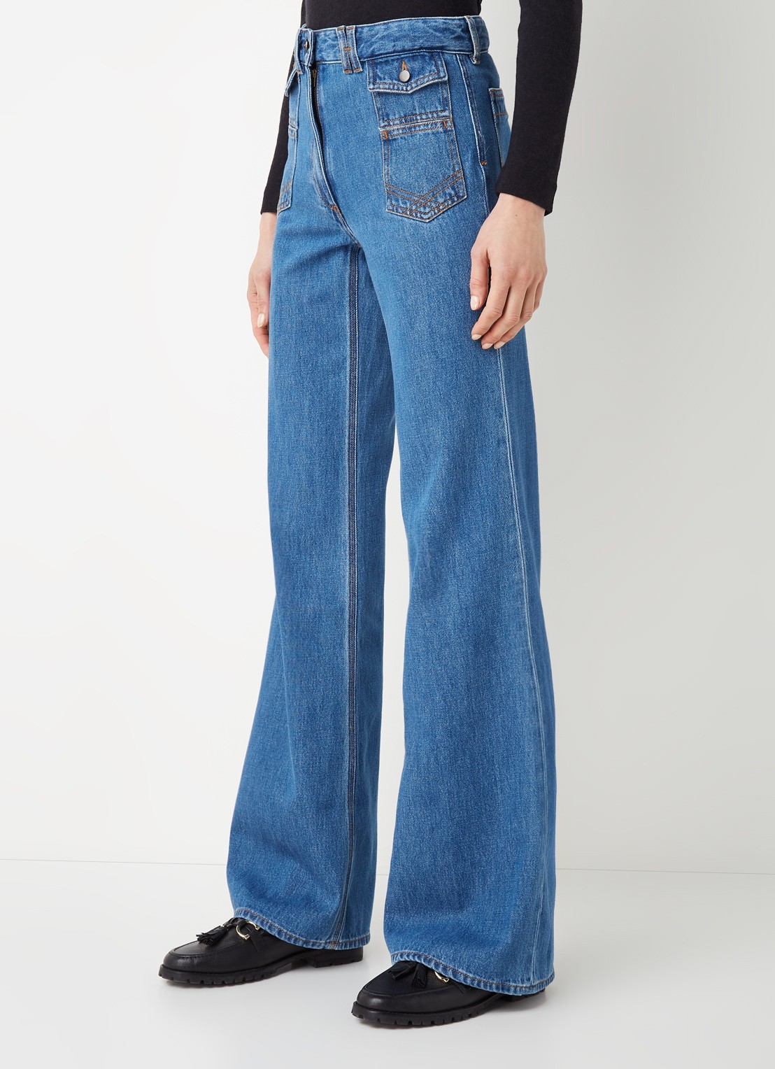 Gerard Darel Anna mid waist straight leg jeans met klepzakken - detail 3 indigo