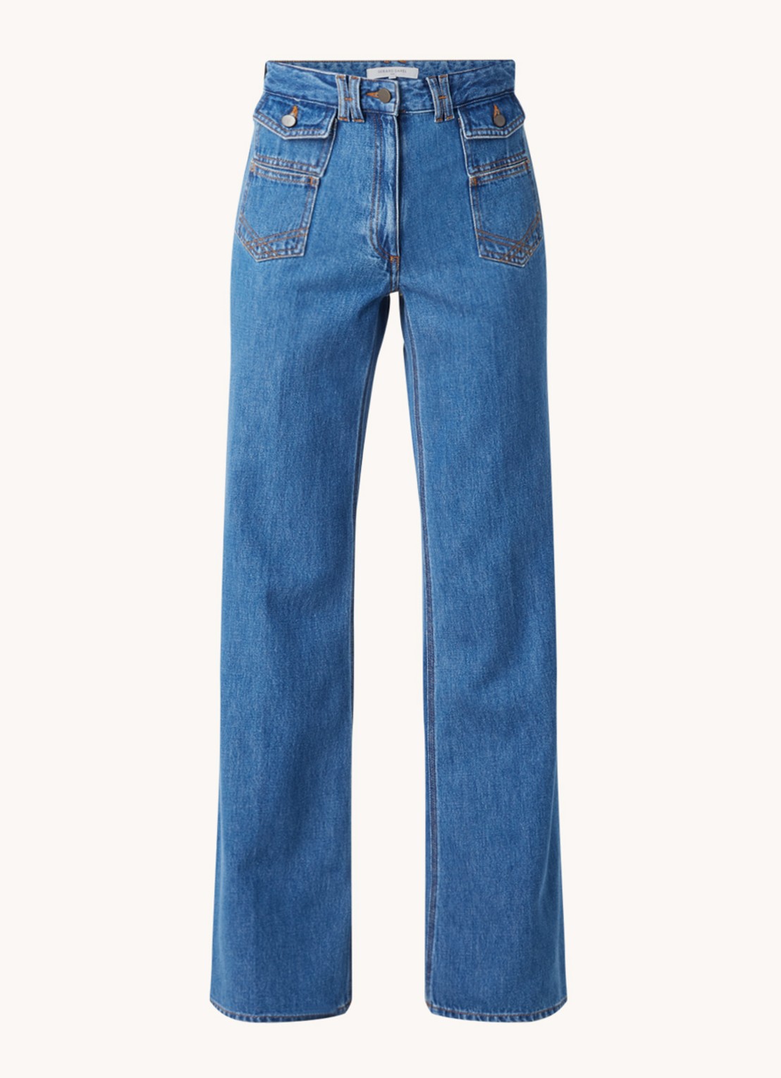 Gerard Darel Anna mid waist straight leg jeans met klepzakken - voorkant 4 indigo