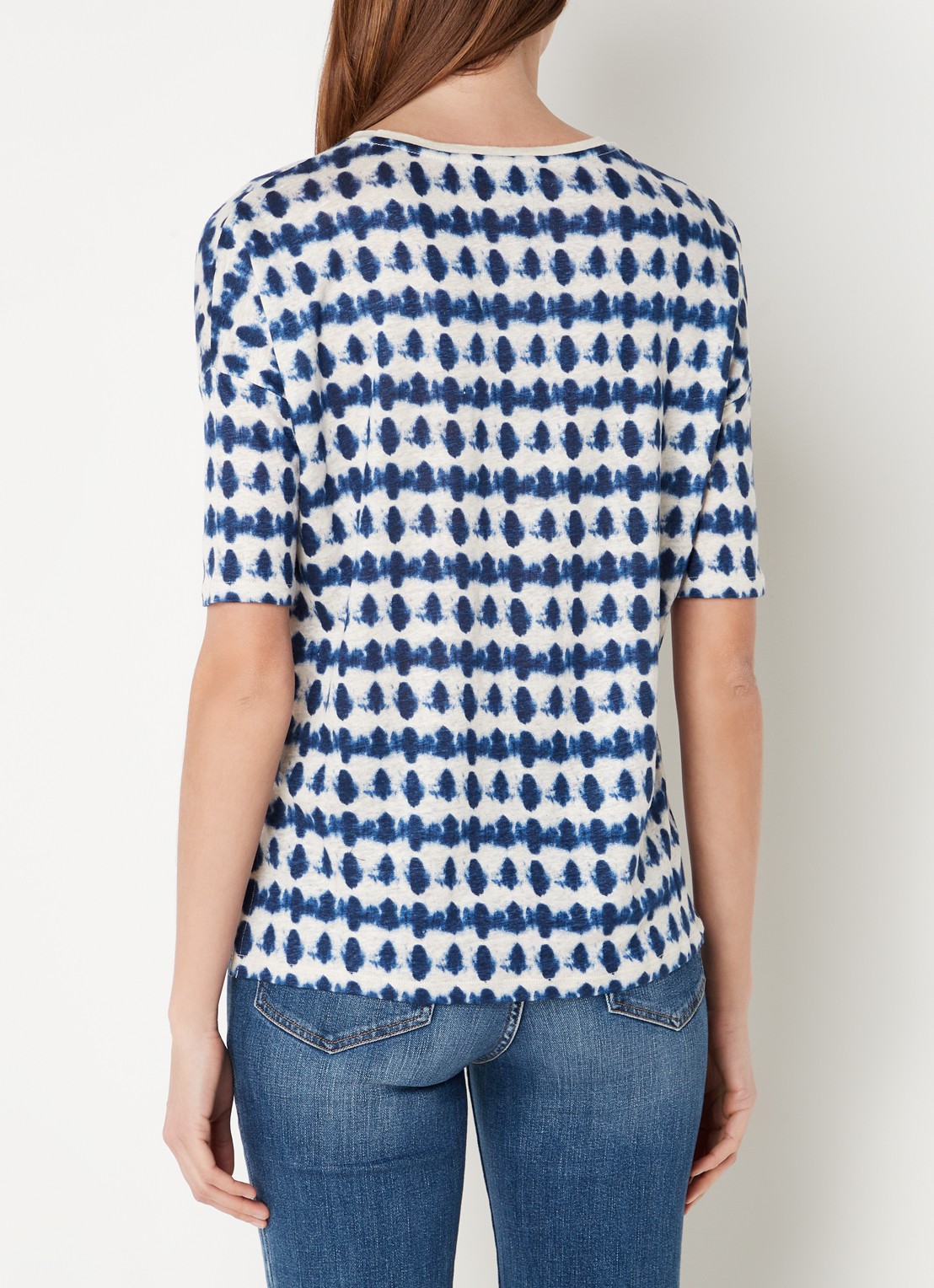 Gerard Darel Appoline fijngebreid T-shirt van linnen met tie-dye dessin - achterkant 4 donkerblauw