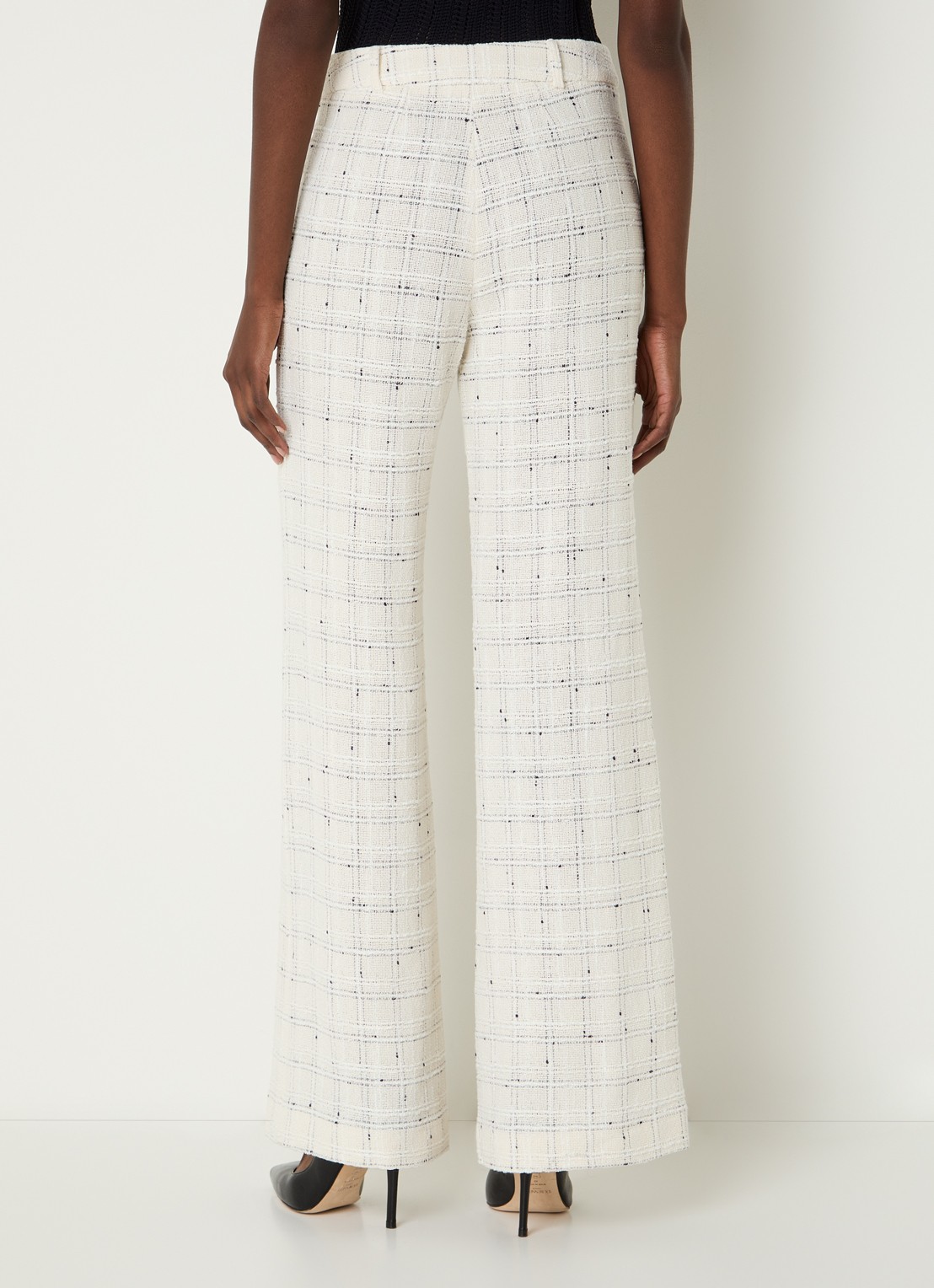 Gerard Darel Ariela mid waist flared fit broek met ruitdessin - achterkant 3 creme