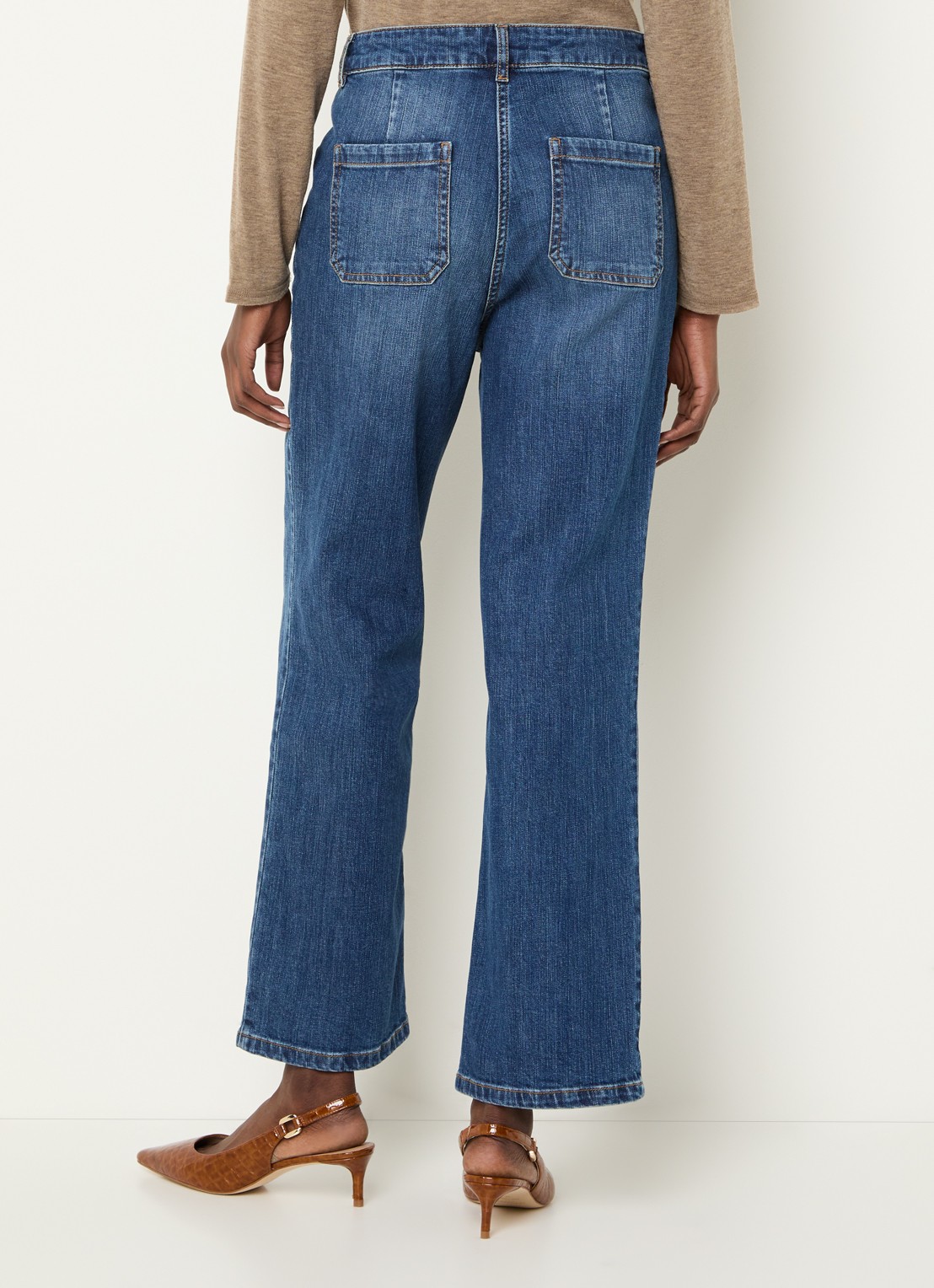 Gerard Darel Arlina high waist wide leg jeans met medium wassing - achterkant indigo