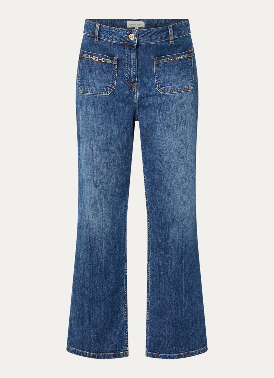 Gerard Darel Arlina high waist wide leg jeans met medium wassing - voorkant 2 indigo