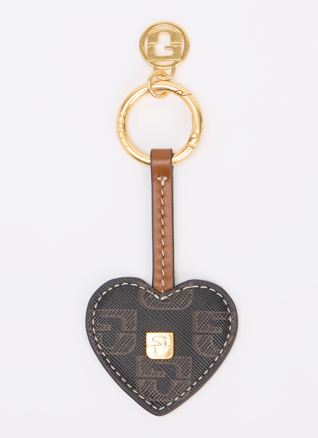 Gerard Darel Atout Coeur tasbedel van leer met logoprint - voorkant donkerbruin
