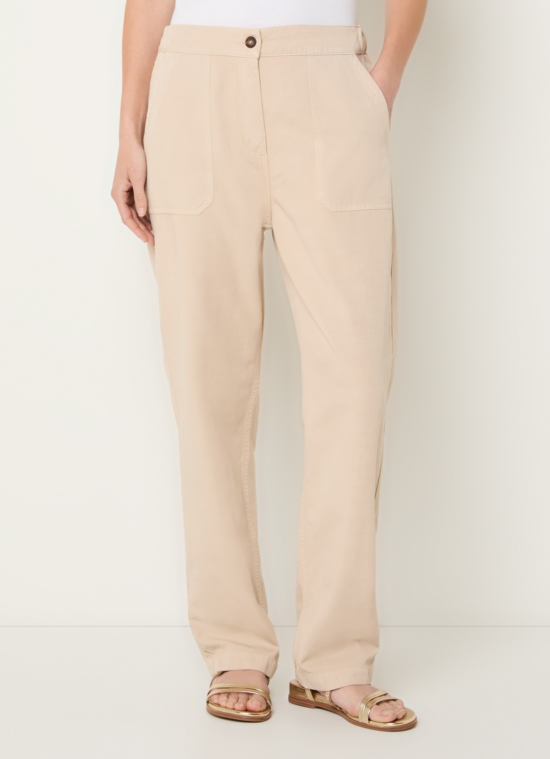 Gerard Darel Audette mid waist pantalon in linnenblend - detail beige