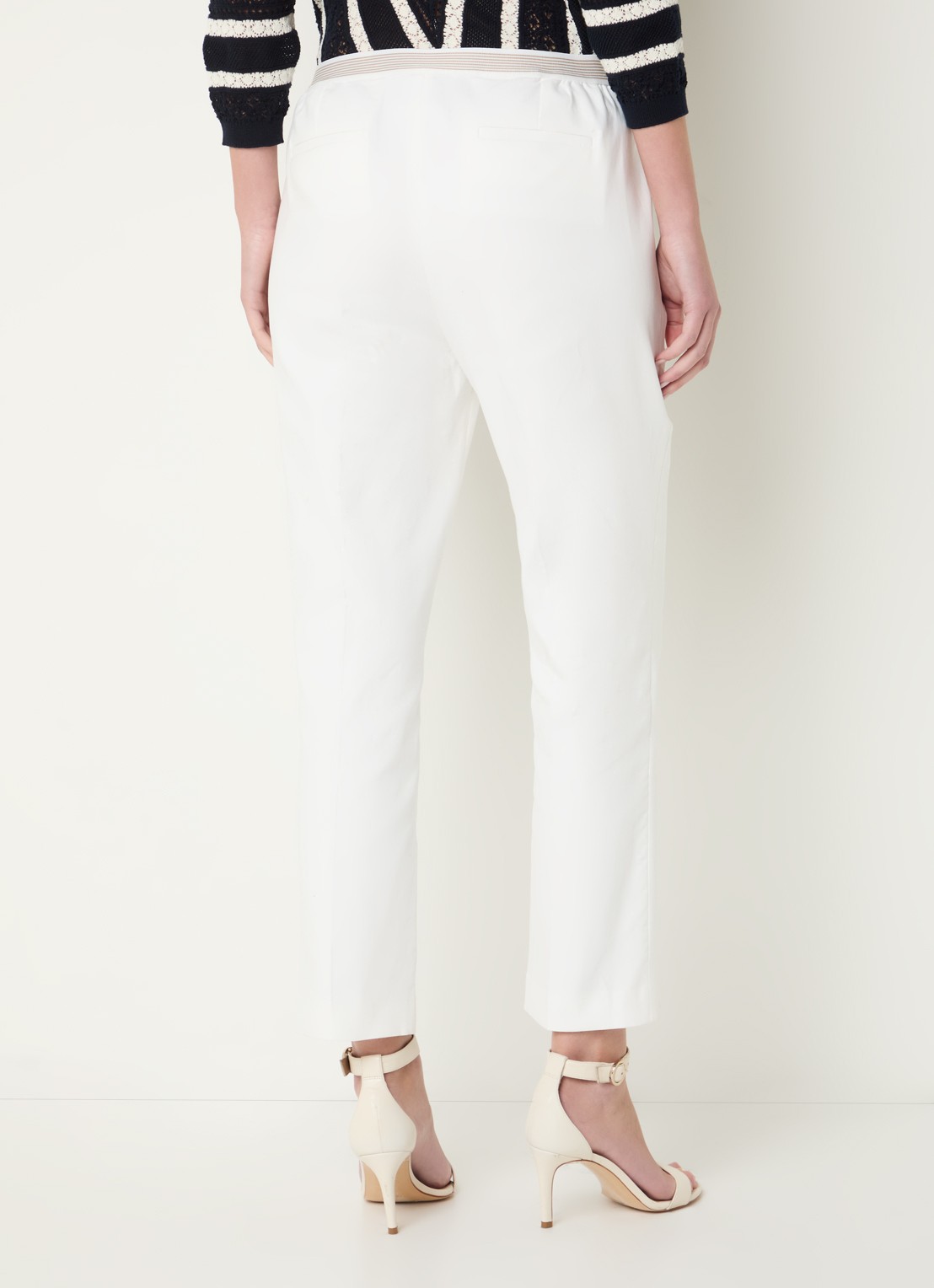 Gerard Darel Auria high waist cropped slim fit pantalon met steekzakken - achterkant gebroken wit