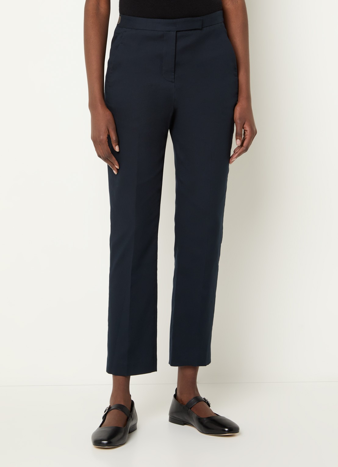 Gerard Darel Auria high waist cropped slim fit pantalon met steekzakken - detail 4 donkerblauw