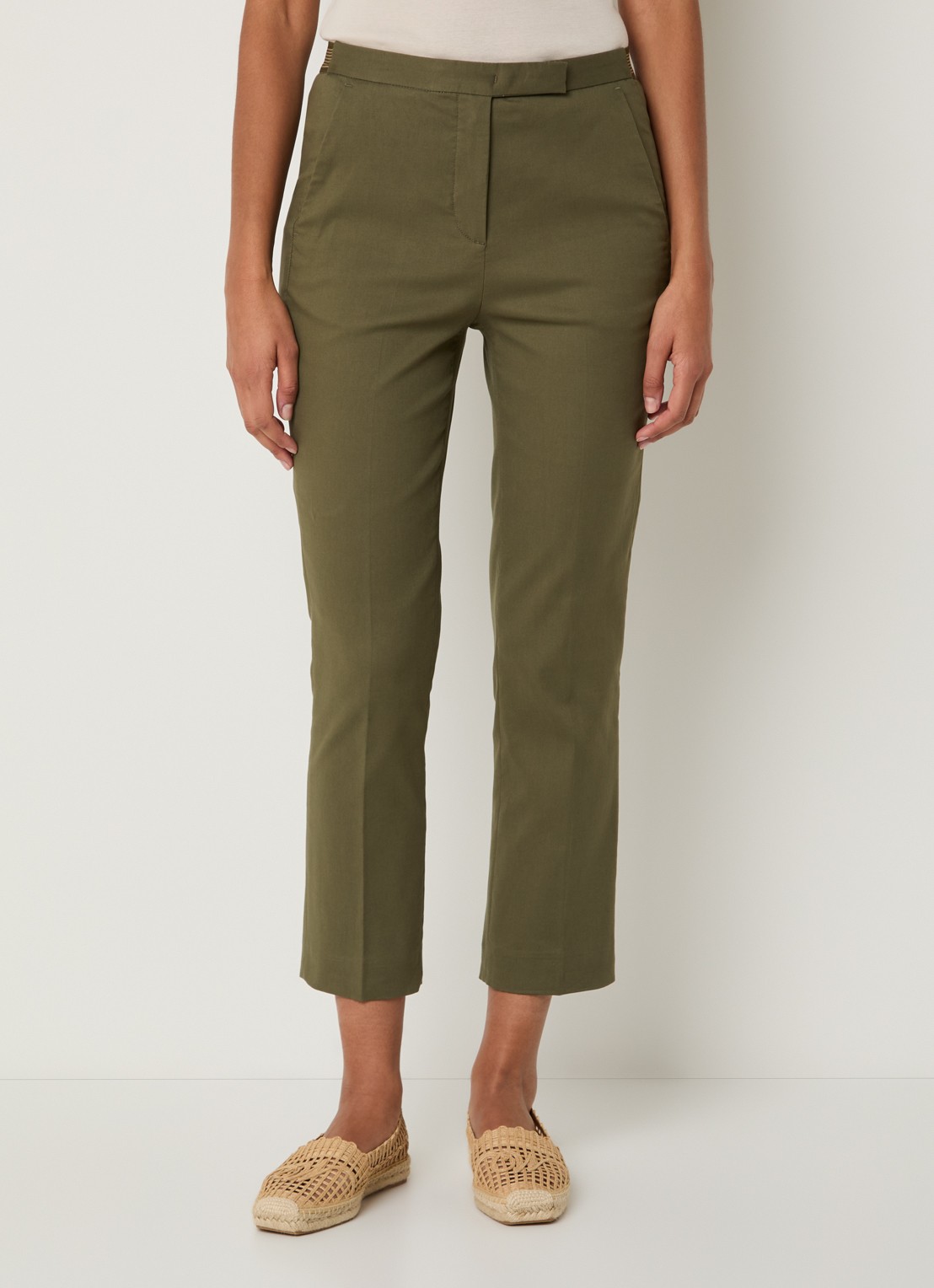 Gerard Darel Auria high waist cropped slim fit pantalon met steekzakken - detail 2 bronsgroen